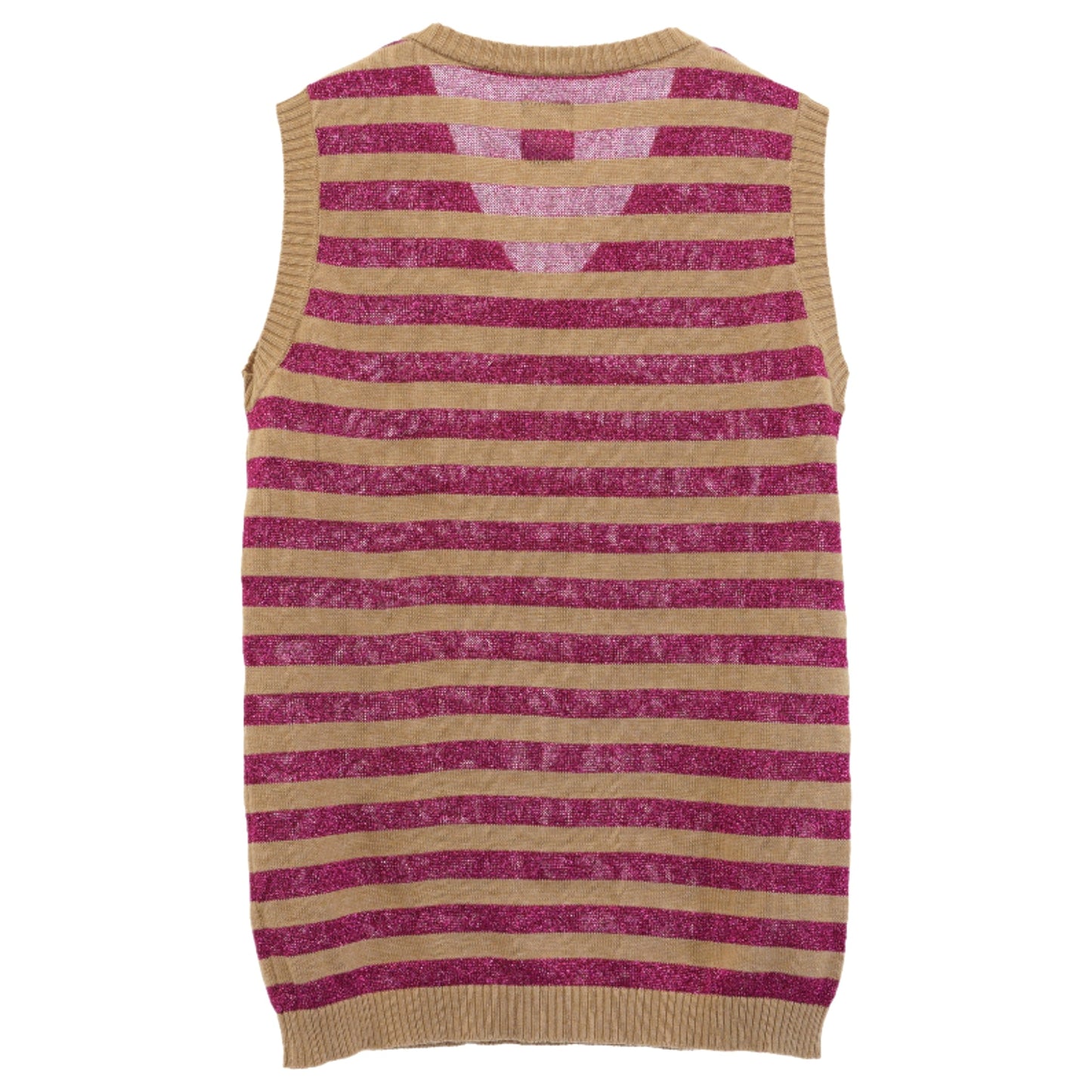 GLITTER STRIPE KNIT VEST / PURPLE&BROWN