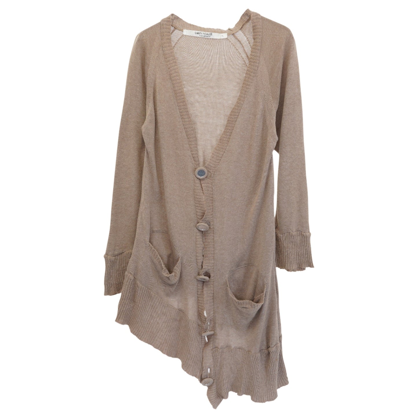 ASYMMETRY CARDIGAN WITH MIRROR BUTTONS / BEIGE