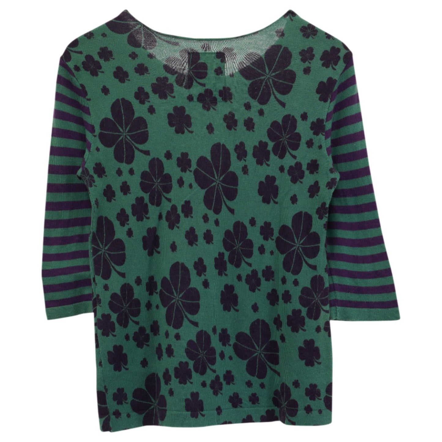 CLOVER AND STRIPE SWEATER / GREEN&BLACK