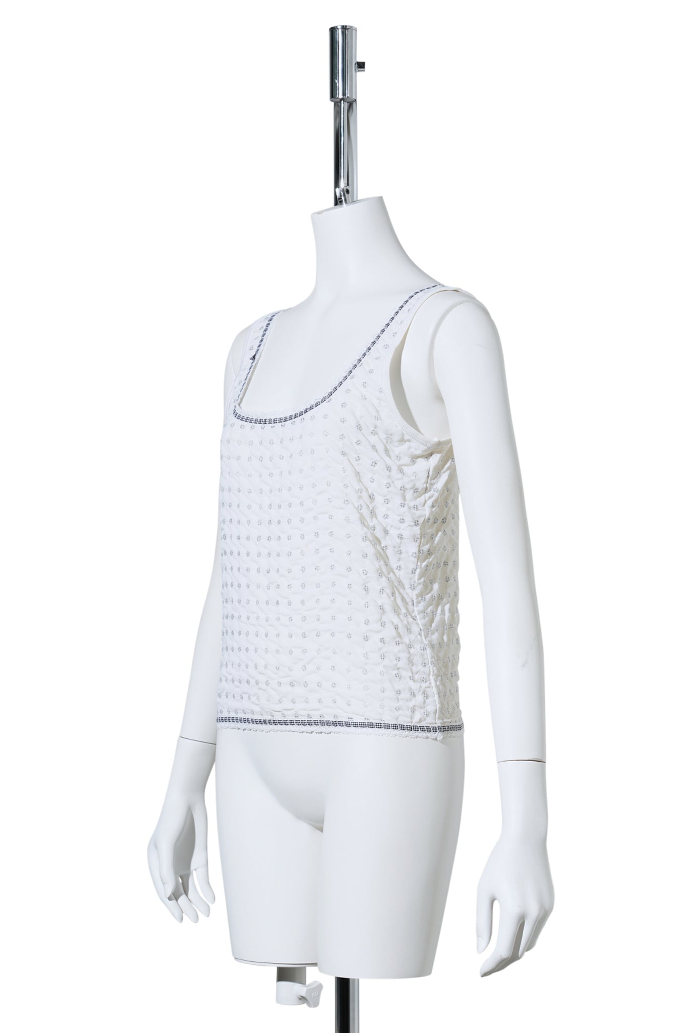 SEQUIN TANK TOP WITH CHECK PIPING / CREAM