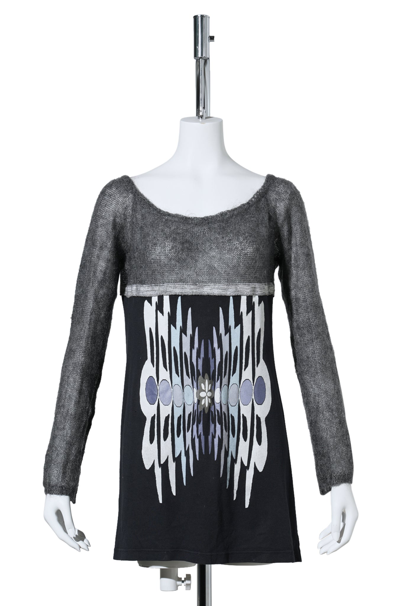 HYBRID GRAPHIC TOP / GREY&BLACK