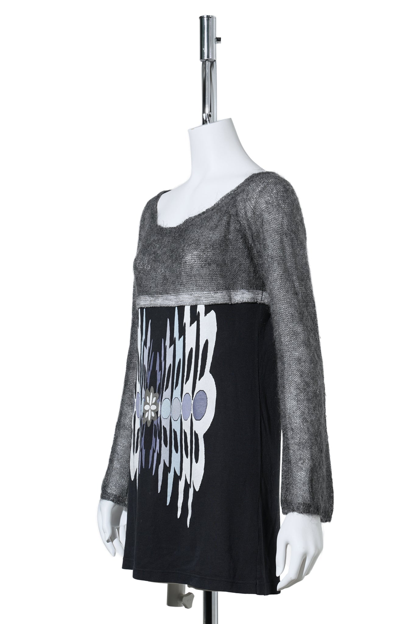 HYBRID GRAPHIC TOP / GREY&BLACK