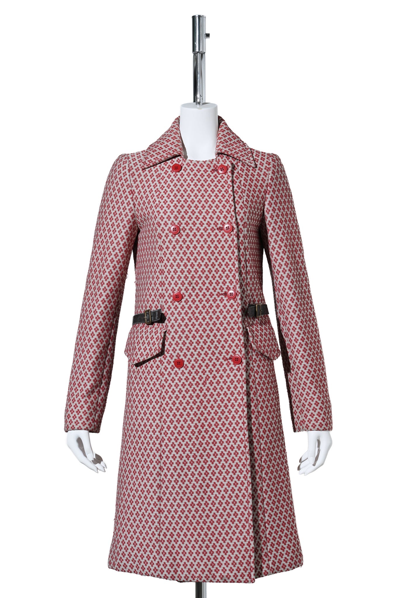BELTED COAT / RED&WHITE