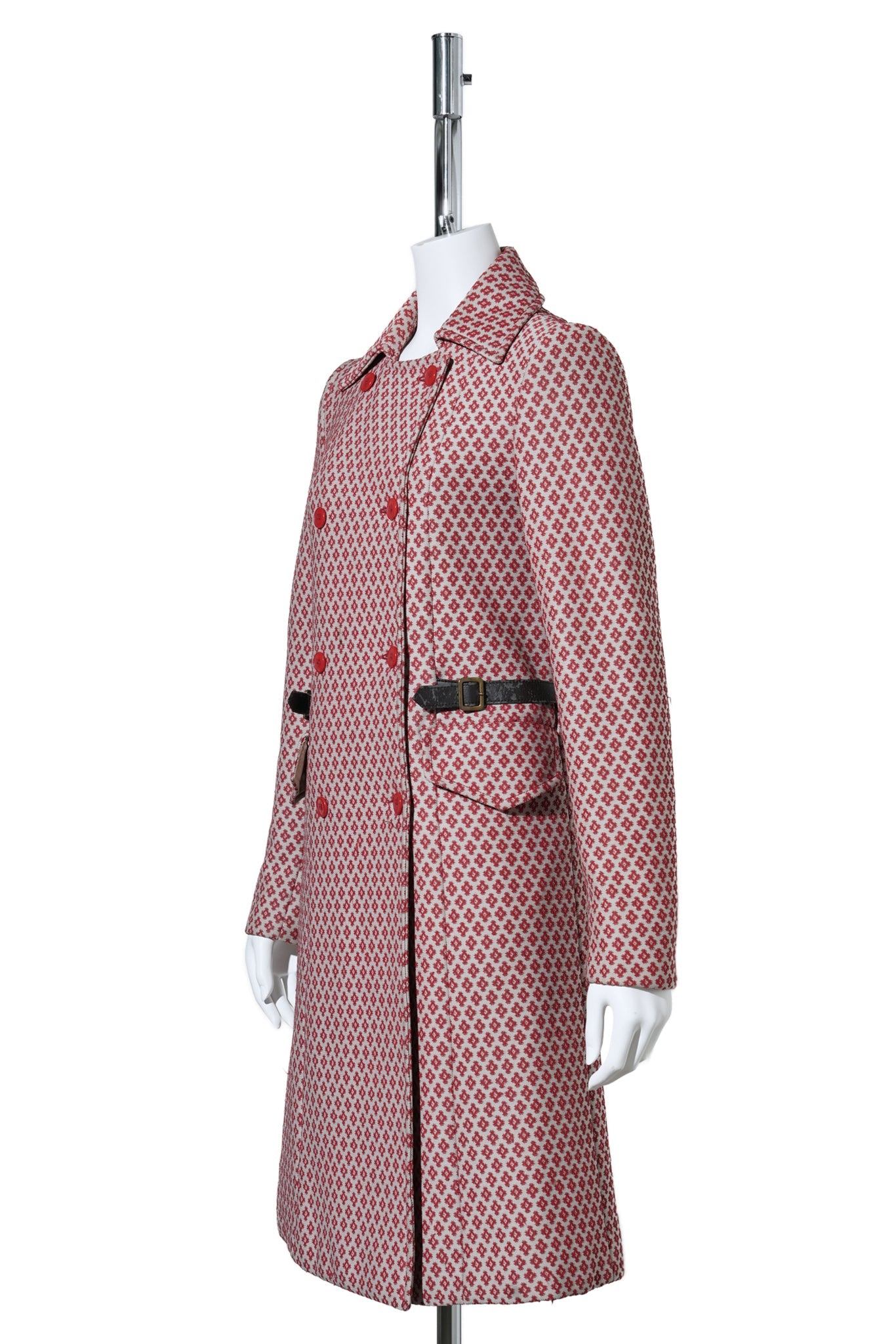 BELTED COAT / RED&WHITE