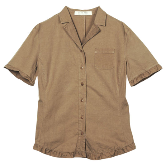 SHORT SLEEVE SHIRT WITH FRILL PIPING / SAND