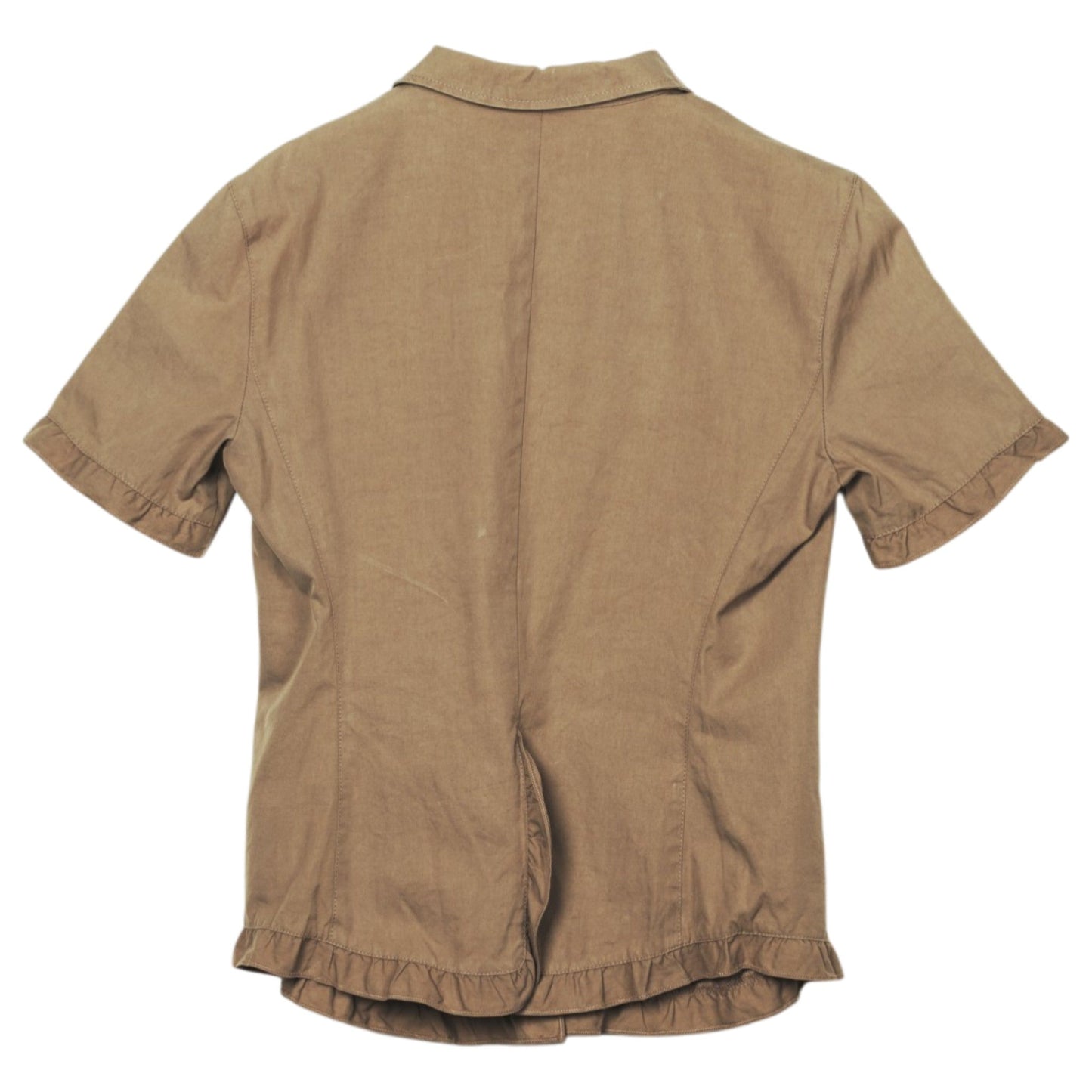 SHORT SLEEVE SHIRT WITH FRILL PIPING / SAND