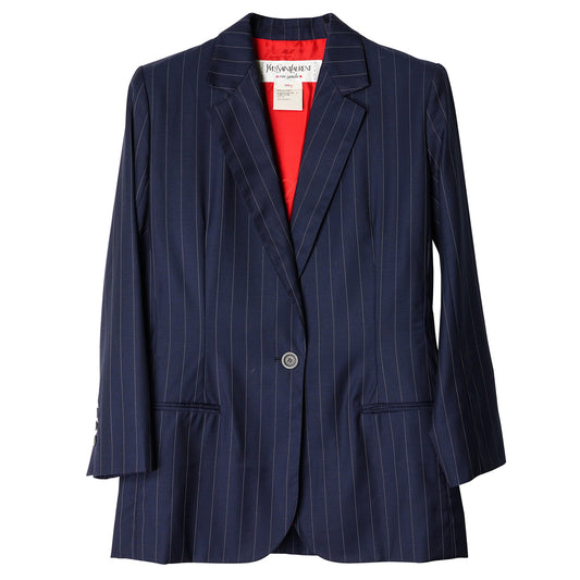 1 BUTTON STRIPE JACKET / NAVY