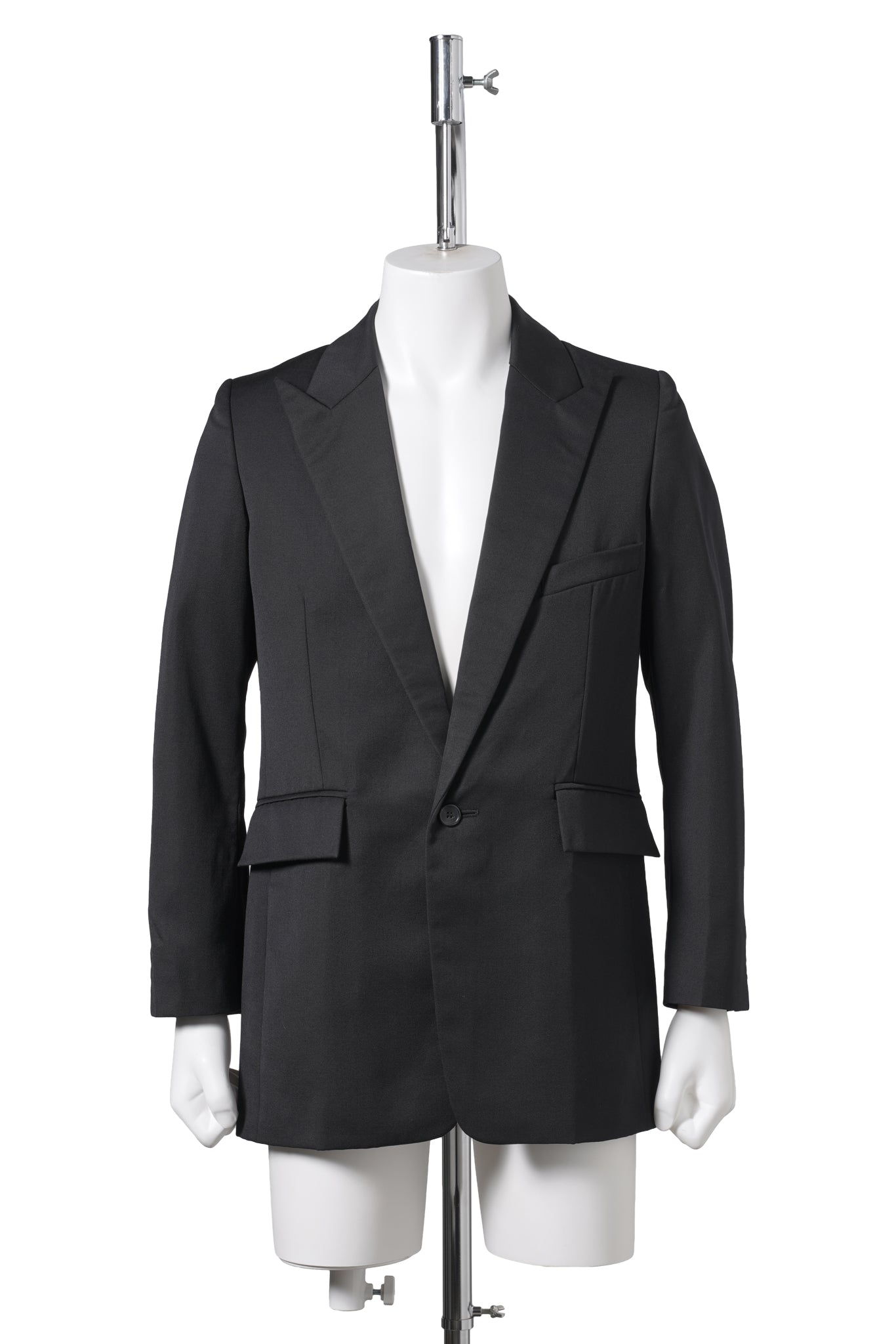 1 BUTTON PEAKED LAPEL JACKET / BLACK