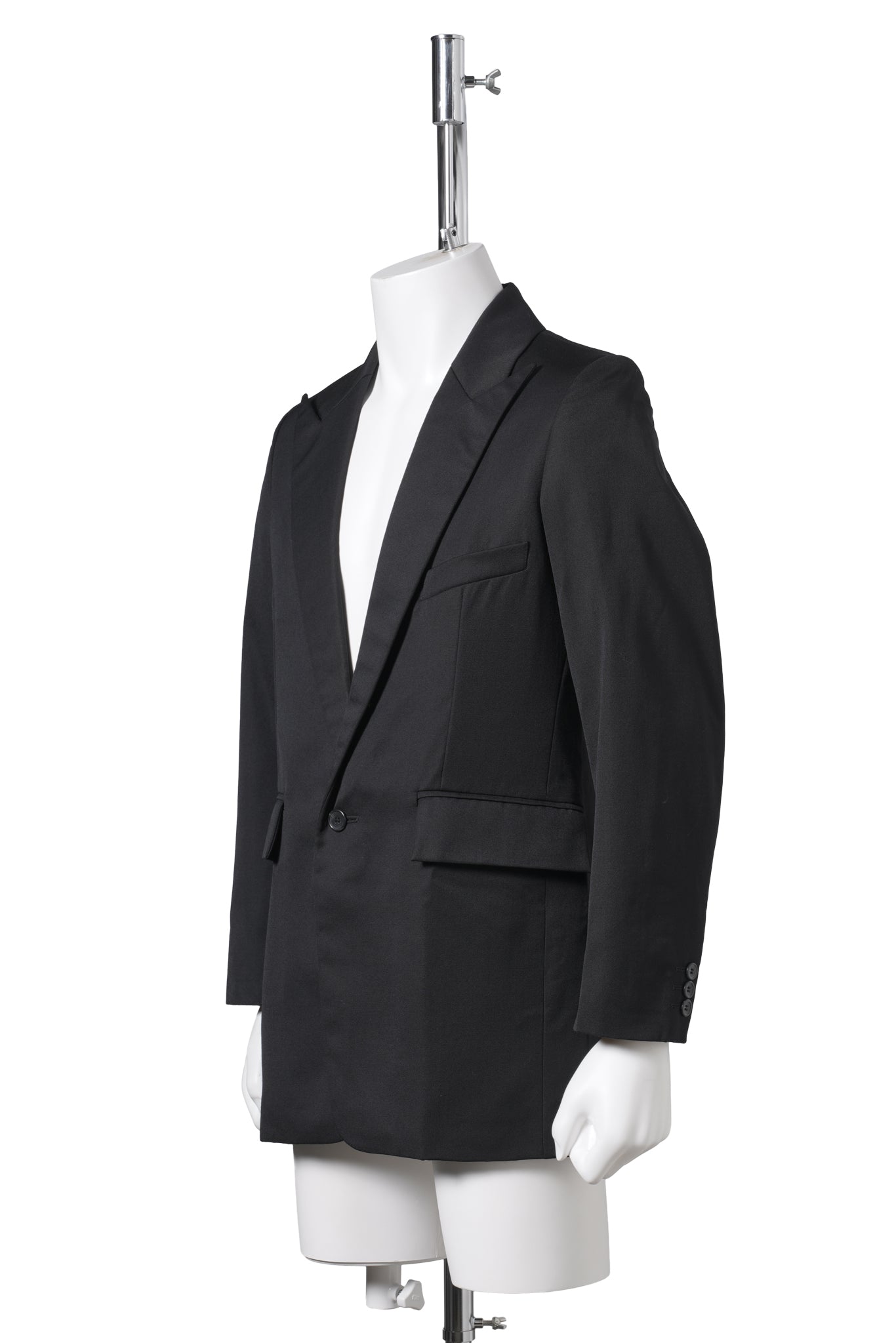1 BUTTON PEAKED LAPEL JACKET / BLACK