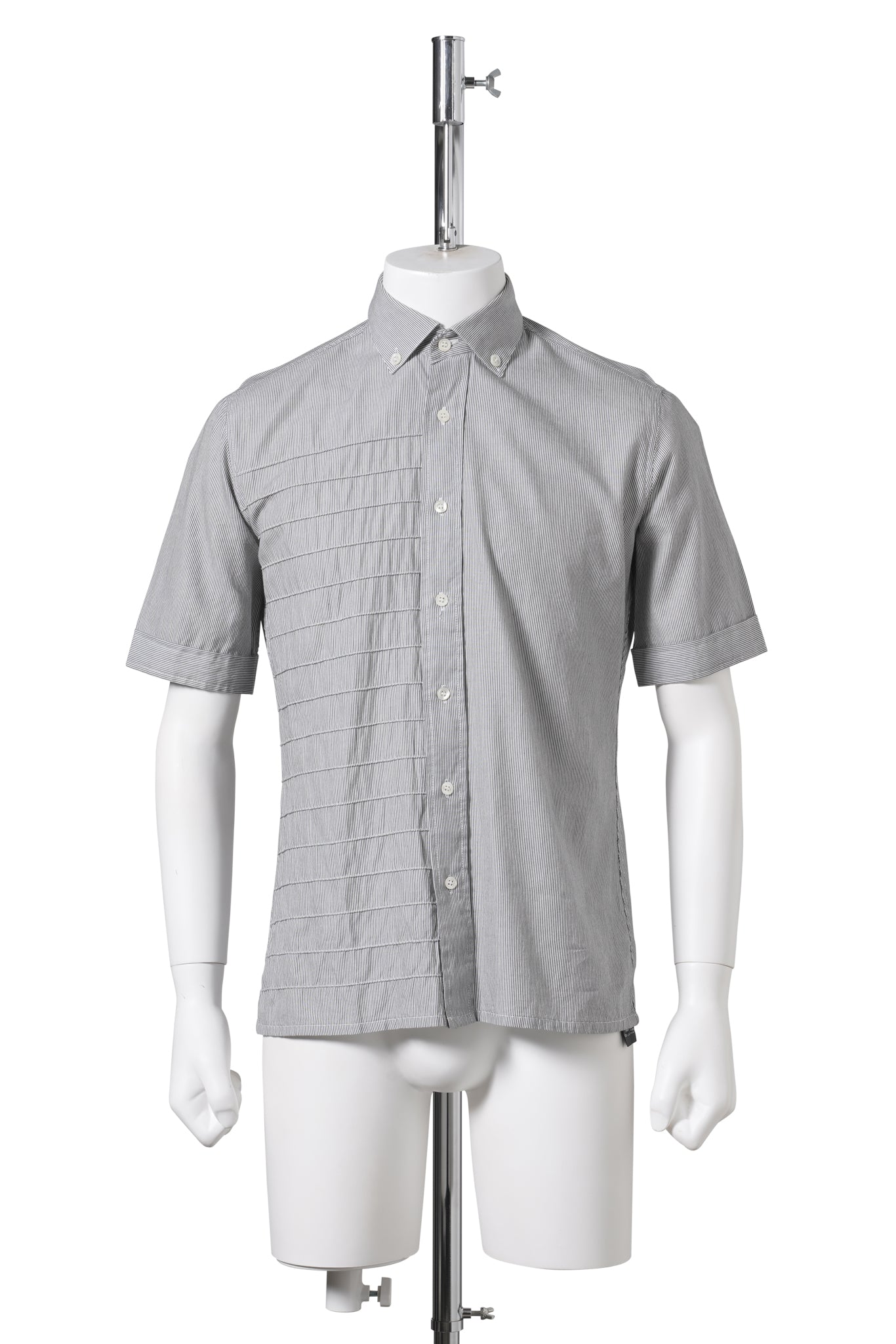 STRIPE SHORT SLEEVE SHIRT / GREY&WHITE