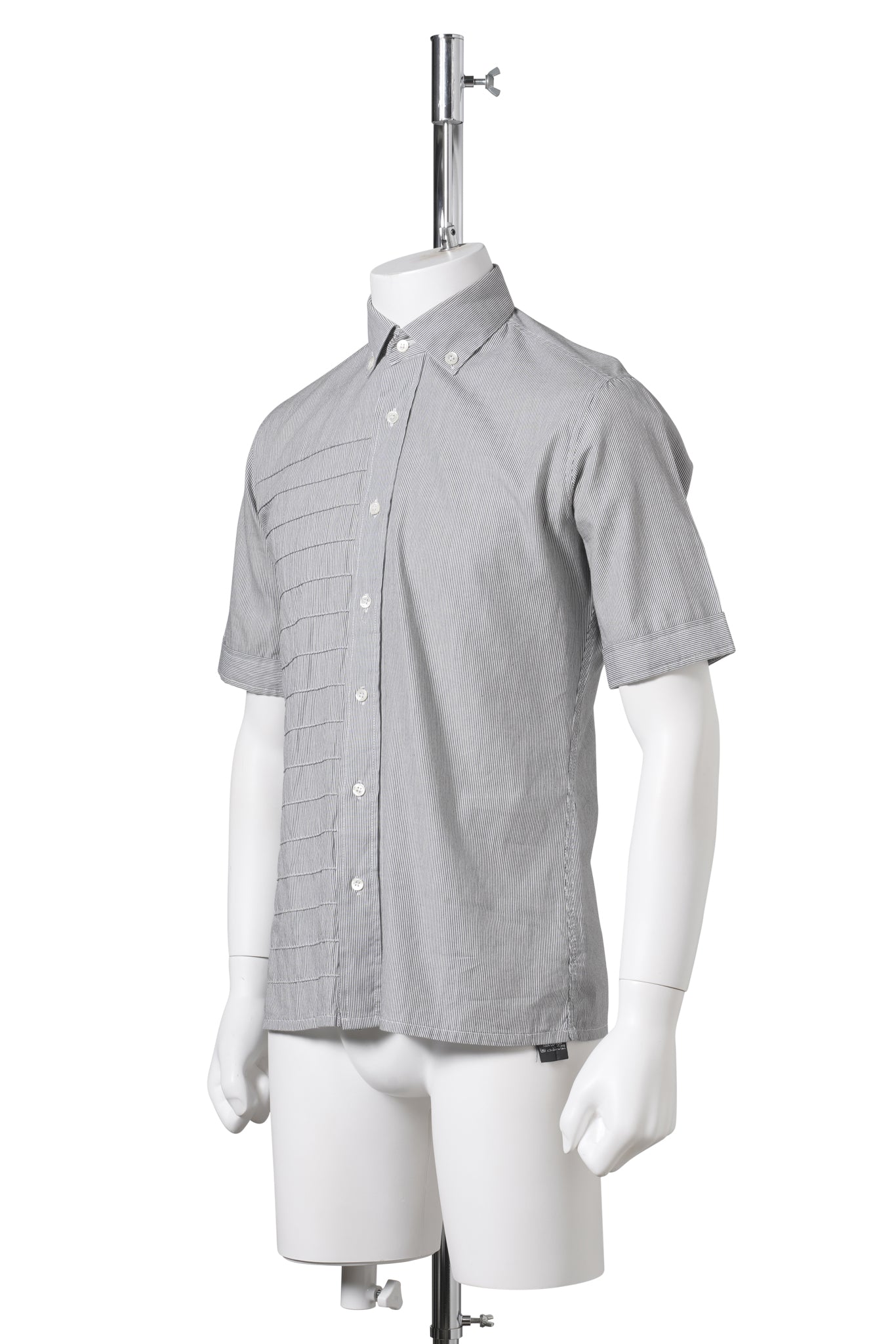 STRIPE SHORT SLEEVE SHIRT / GREY&WHITE