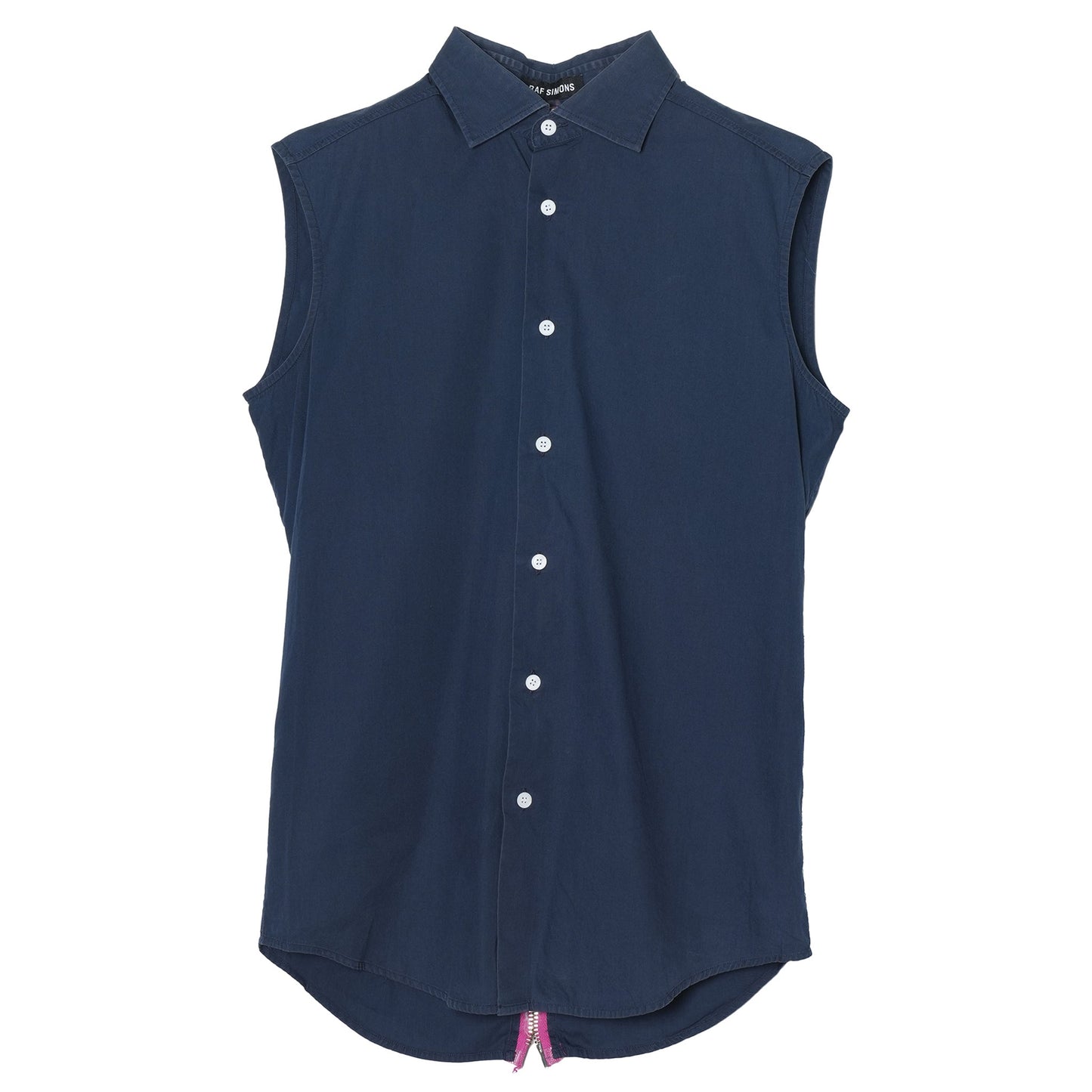 BACK ZIP SLEEVELESS SHIRT / NAVY