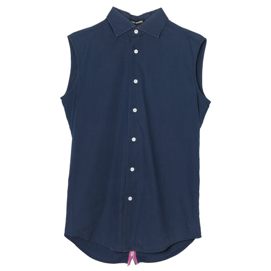 BACK ZIP SLEEVELESS SHIRT / NAVY