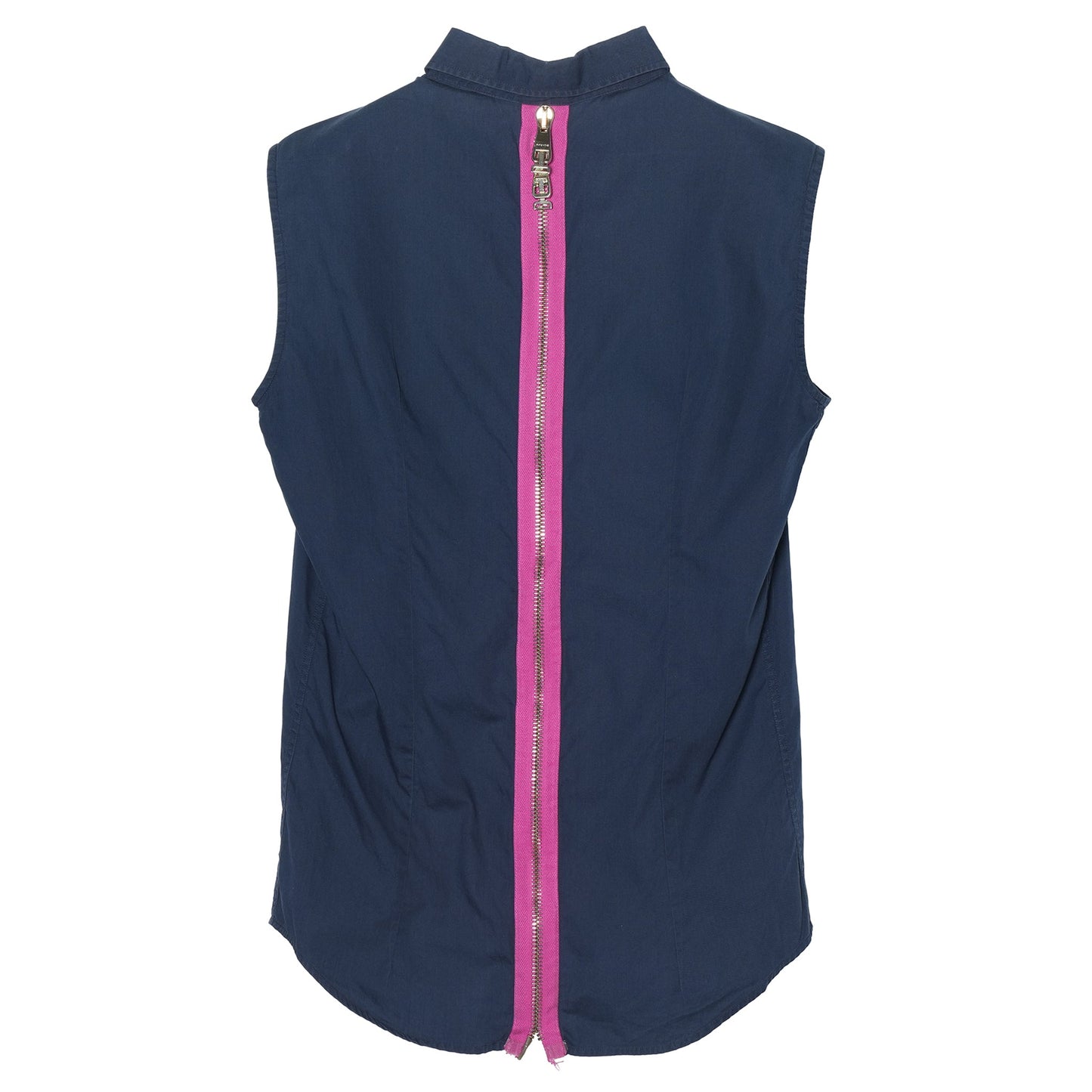 BACK ZIP SLEEVELESS SHIRT / NAVY