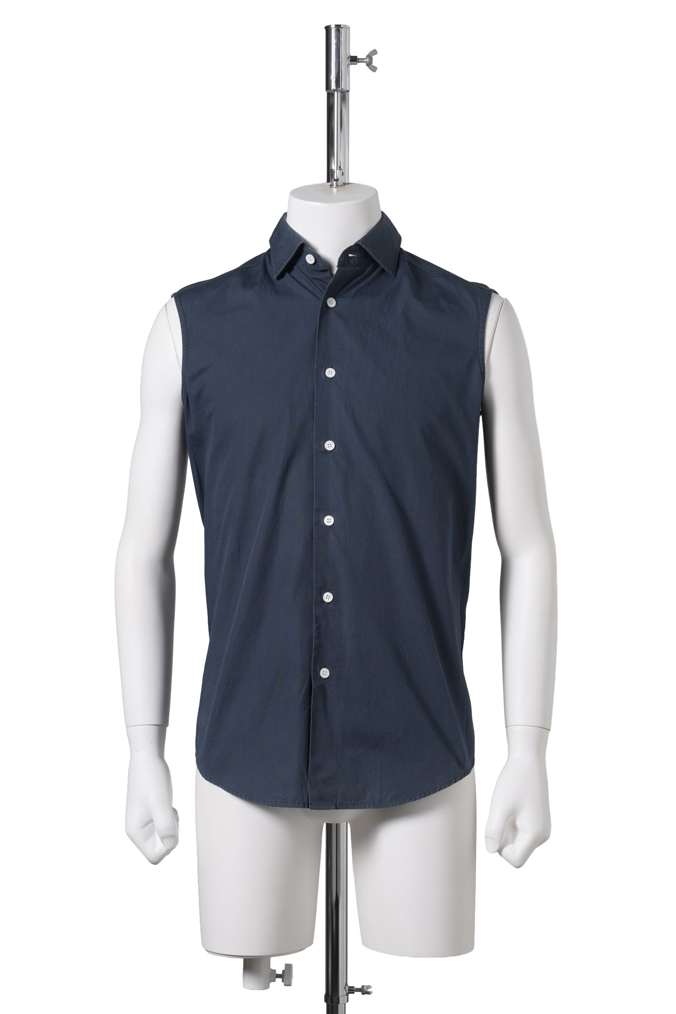 BACK ZIP SLEEVELESS SHIRT / NAVY