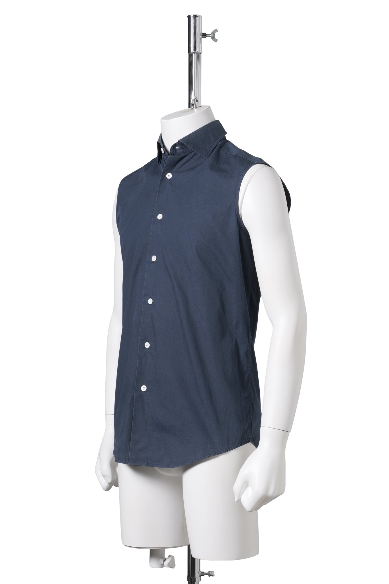 BACK ZIP SLEEVELESS SHIRT / NAVY