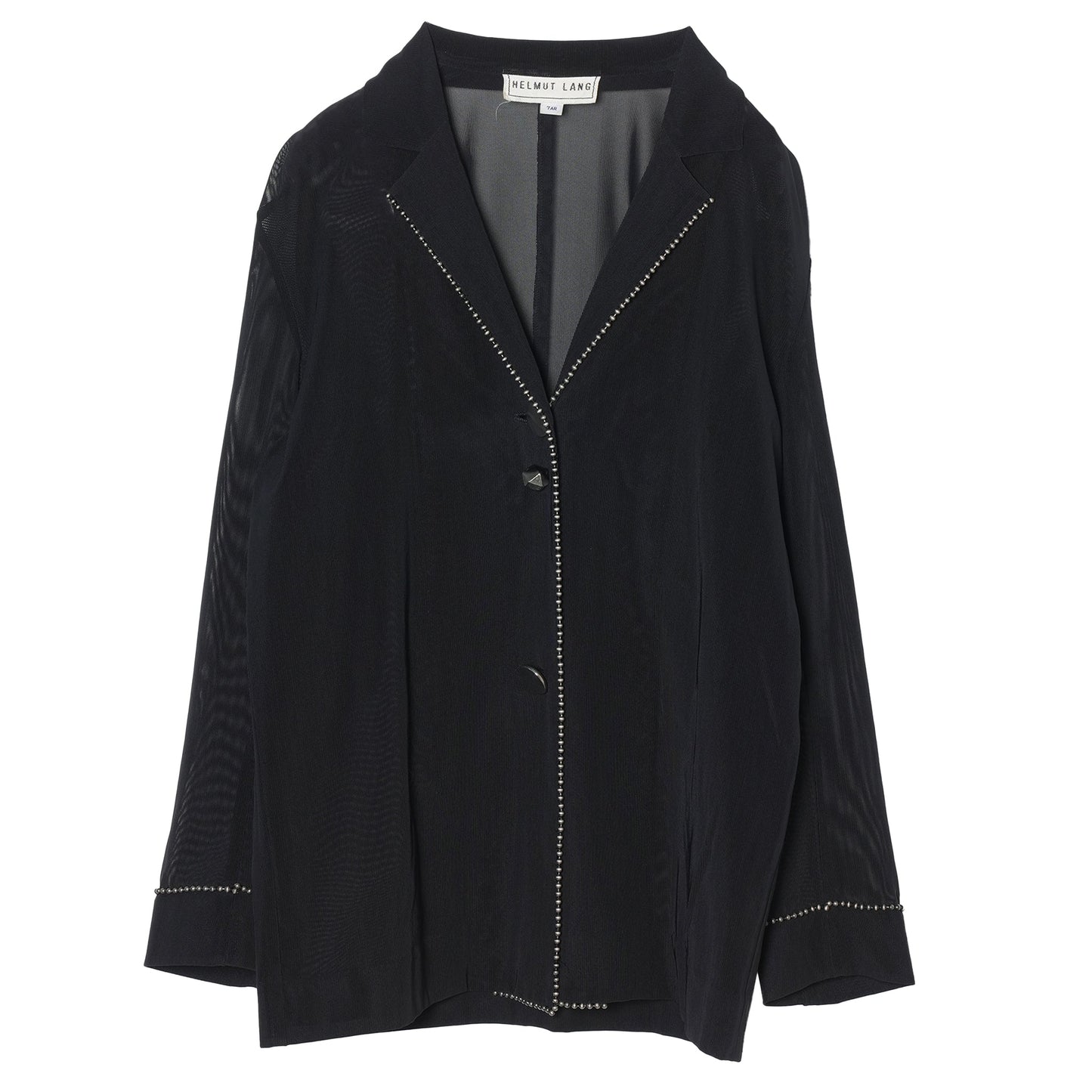 MESH JACKET WITH BALL CHAIN PIPING / BLACK