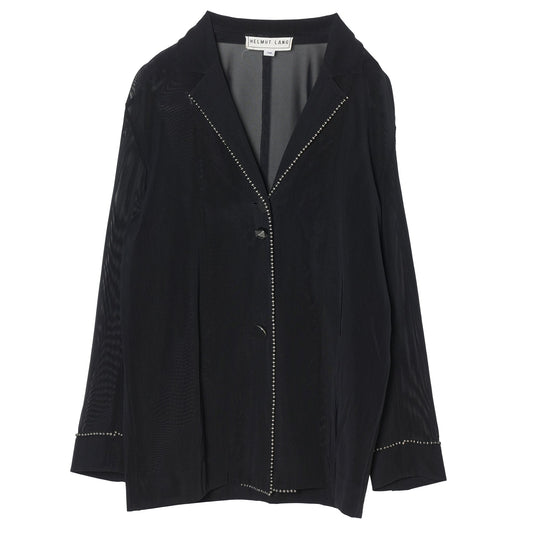 MESH JACKET WITH BALL CHAIN PIPING / BLACK