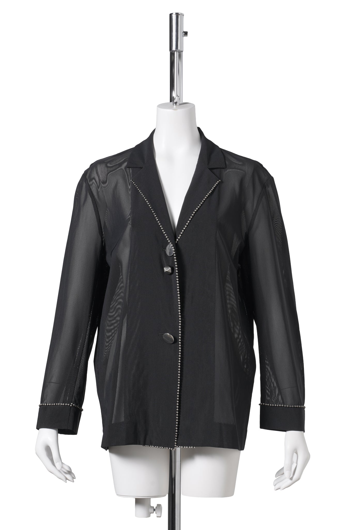 MESH JACKET WITH BALL CHAIN PIPING / BLACK