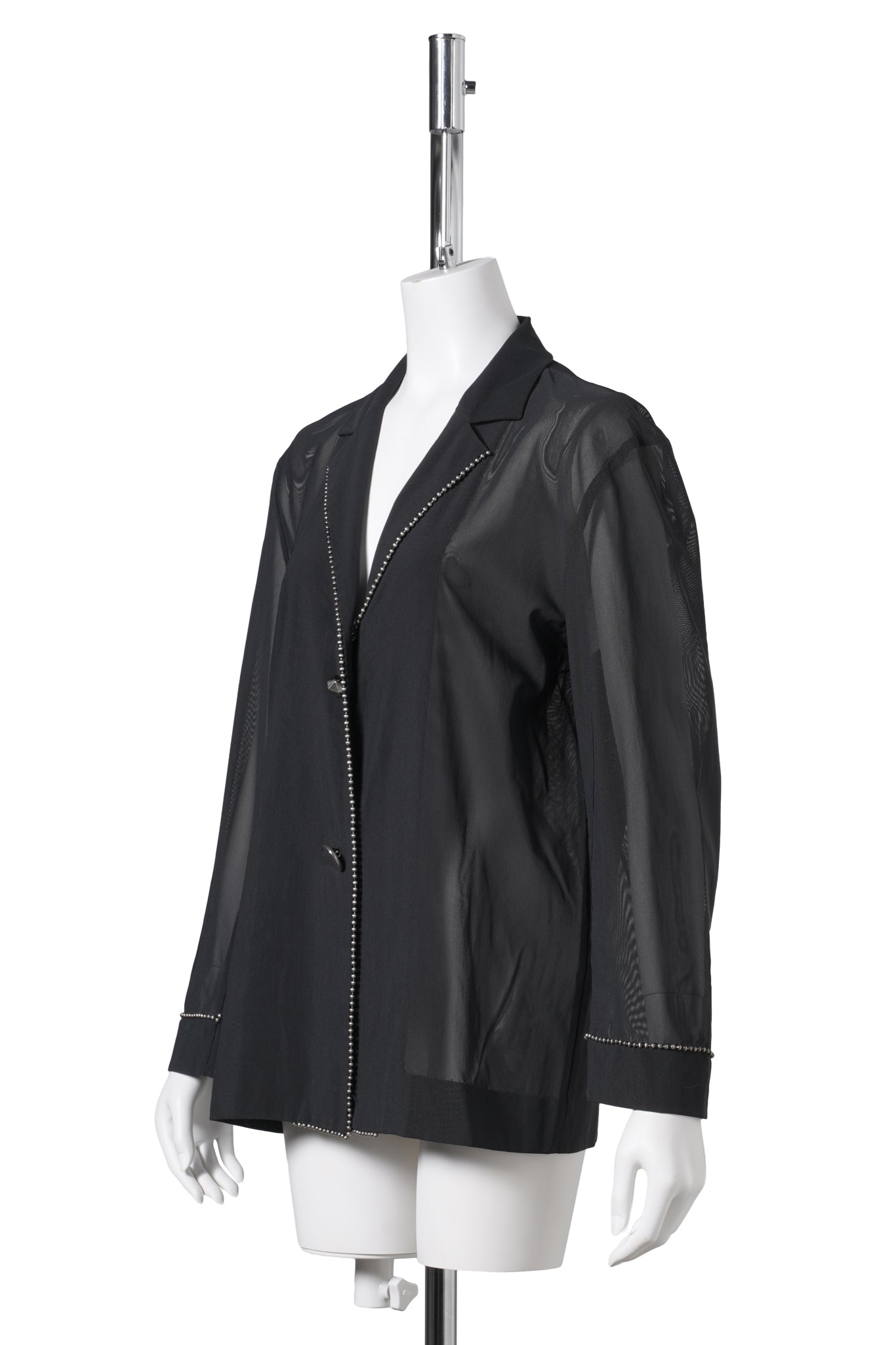 MESH JACKET WITH BALL CHAIN PIPING / BLACK