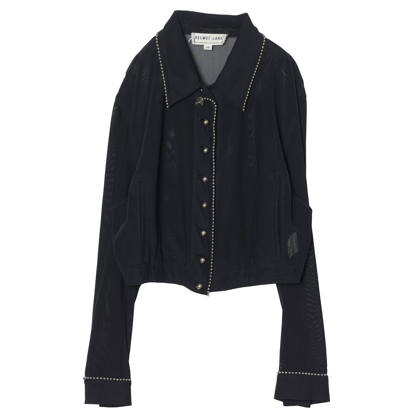 MESH BLOUSON WITH BALL CHAIN PIPING / BLACK