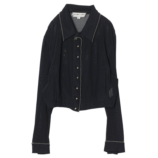 MESH BLOUSON WITH BALL CHAIN PIPING / BLACK