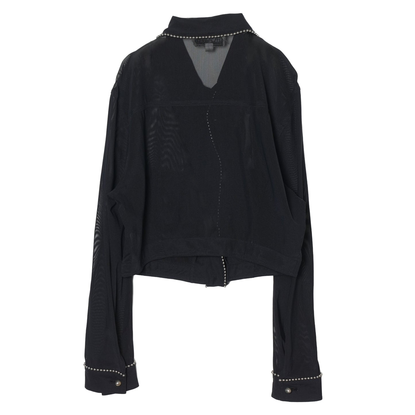 MESH BLOUSON WITH BALL CHAIN PIPING / BLACK