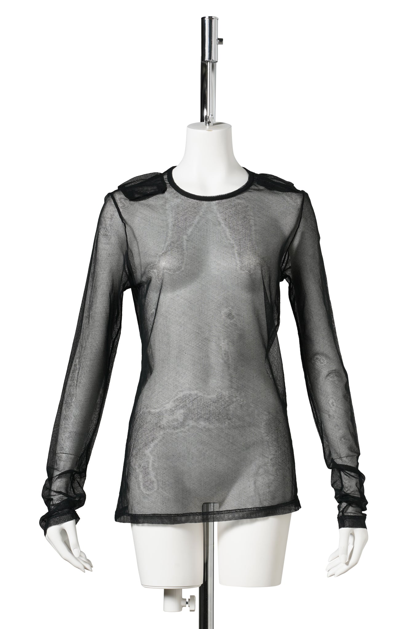 LONG SLEEVE MESH TOP / BLACK