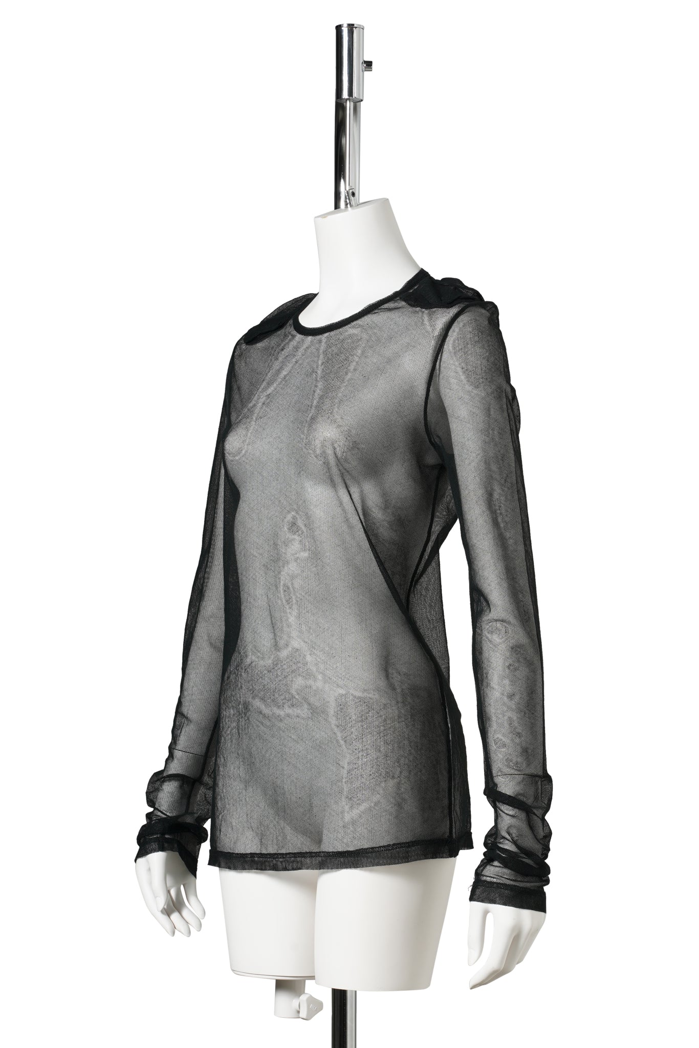 LONG SLEEVE MESH TOP / BLACK