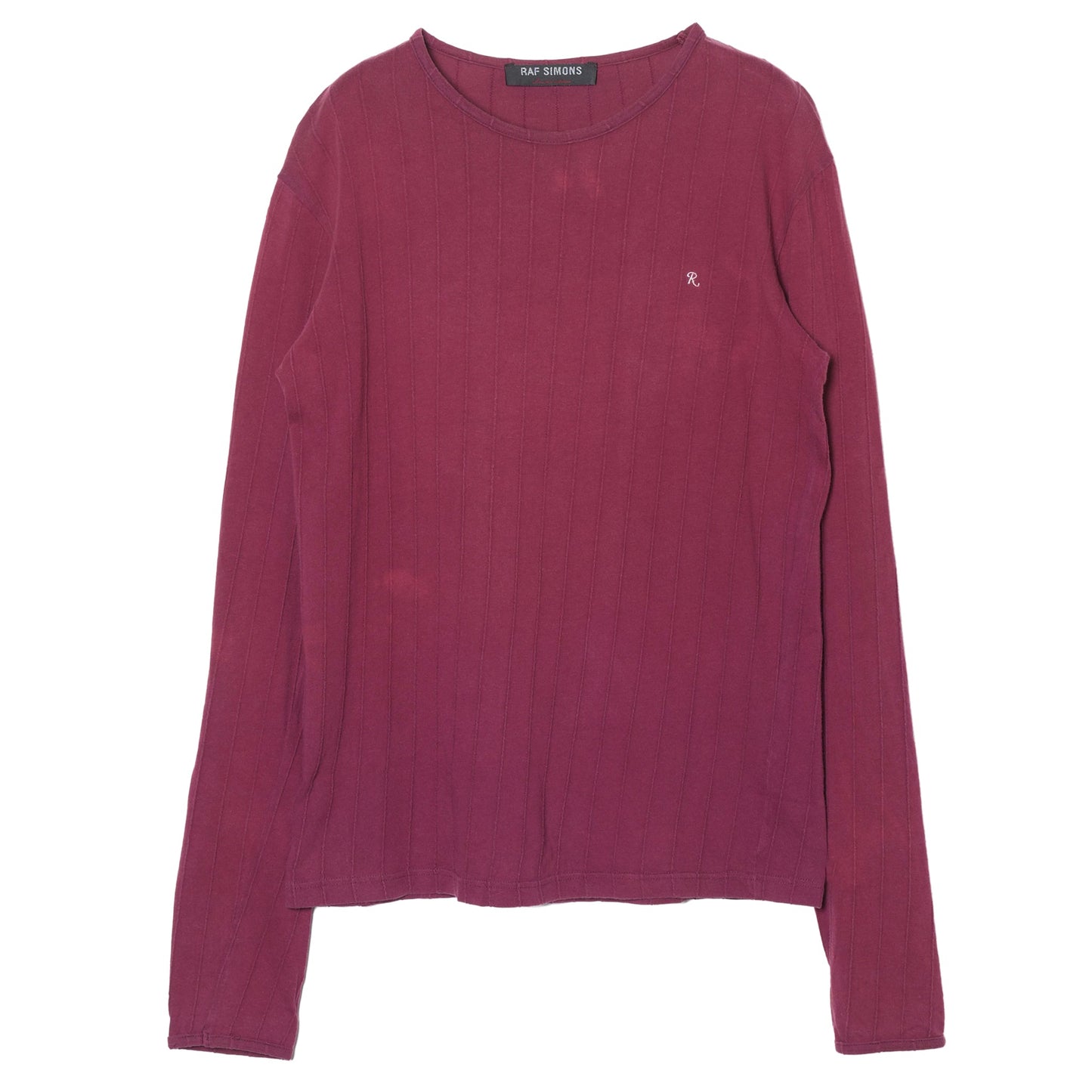 R STRIPE LONG SLEEVE TOP / BURGUNDY