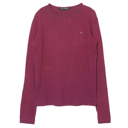 R STRIPE LONG SLEEVE TOP / BURGUNDY