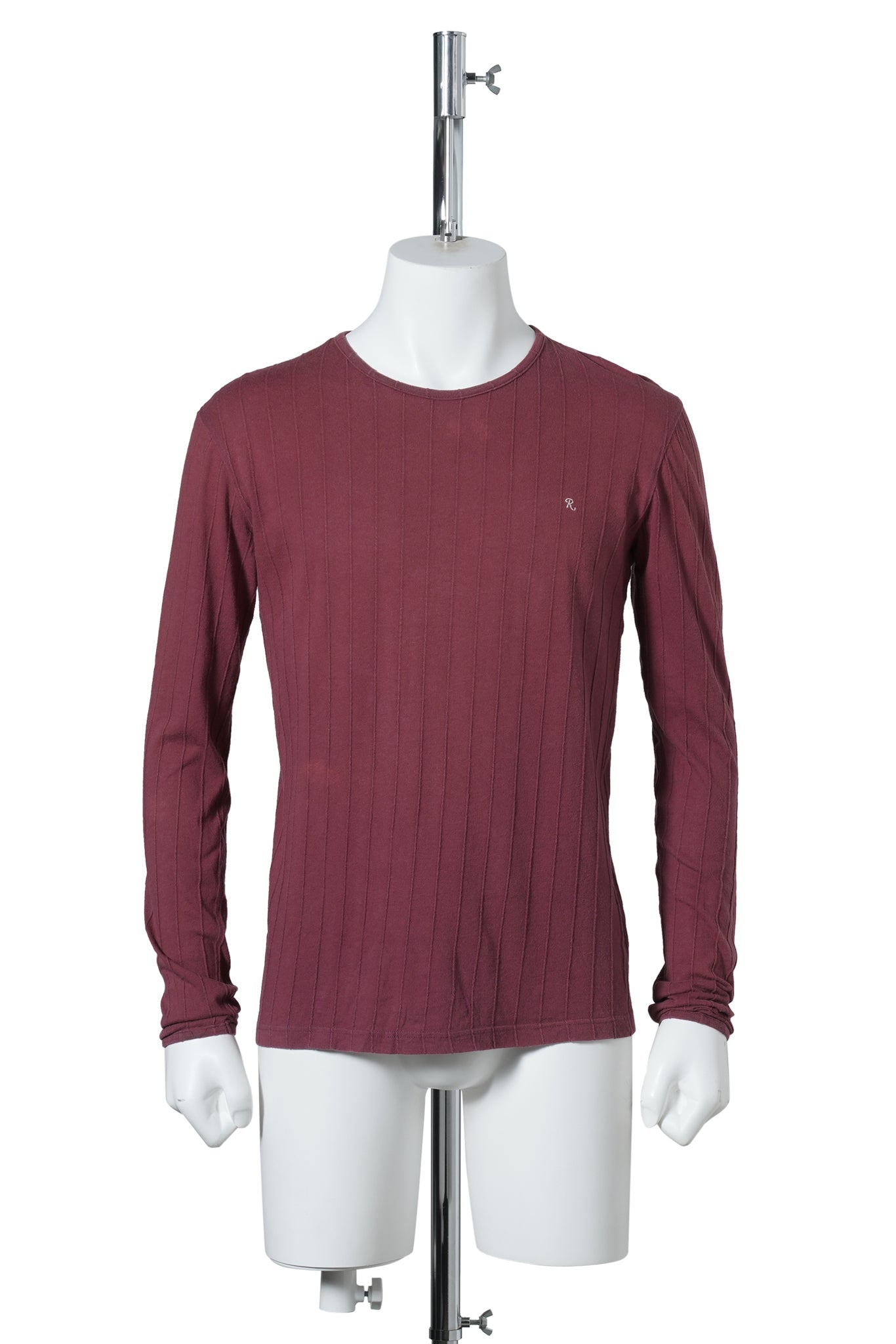 R STRIPE LONG SLEEVE TOP / BURGUNDY