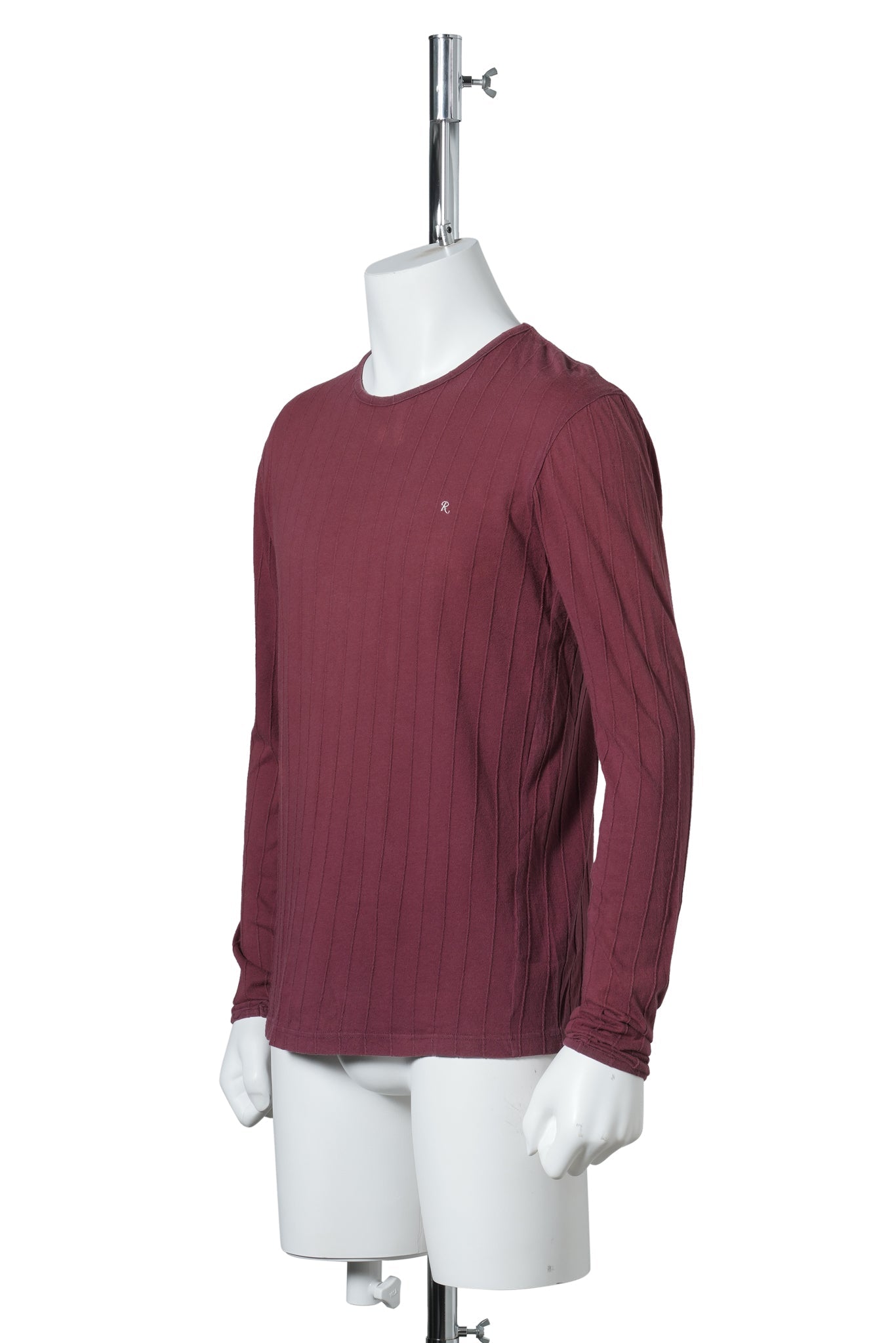 R STRIPE LONG SLEEVE TOP / BURGUNDY