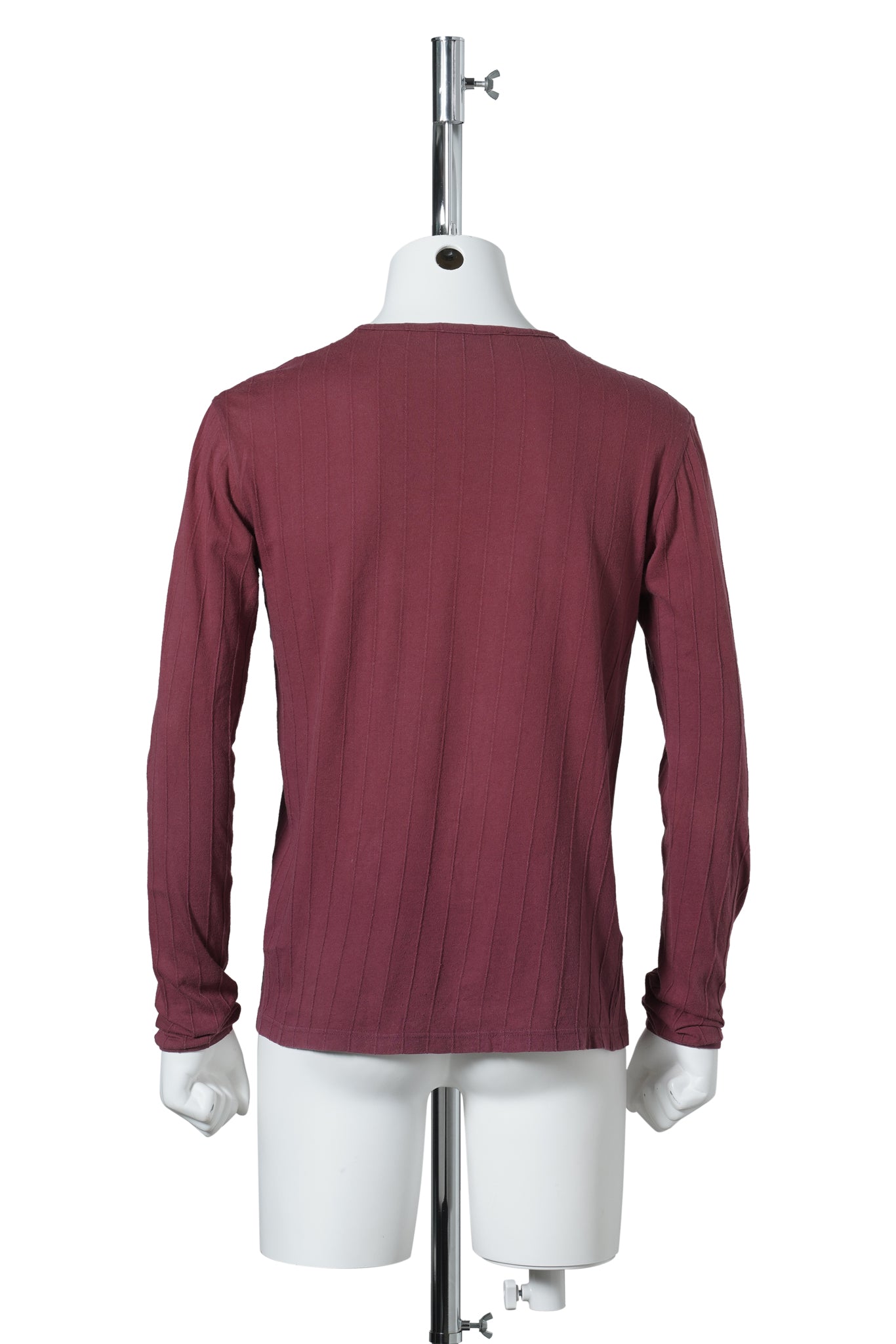 R STRIPE LONG SLEEVE TOP / BURGUNDY