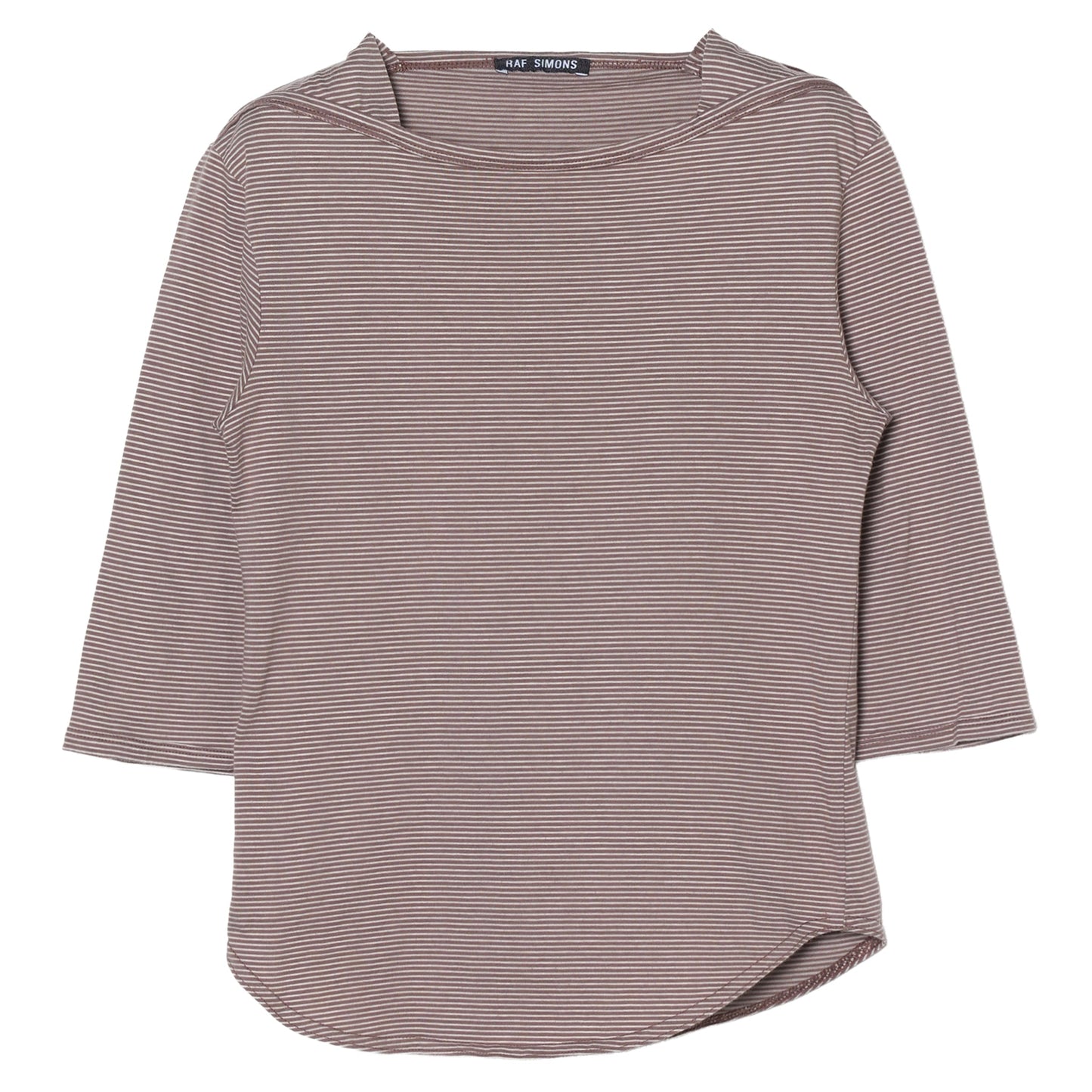 HALF SLEEVE STRIPE T-SHIRT / BROWN&WHITE