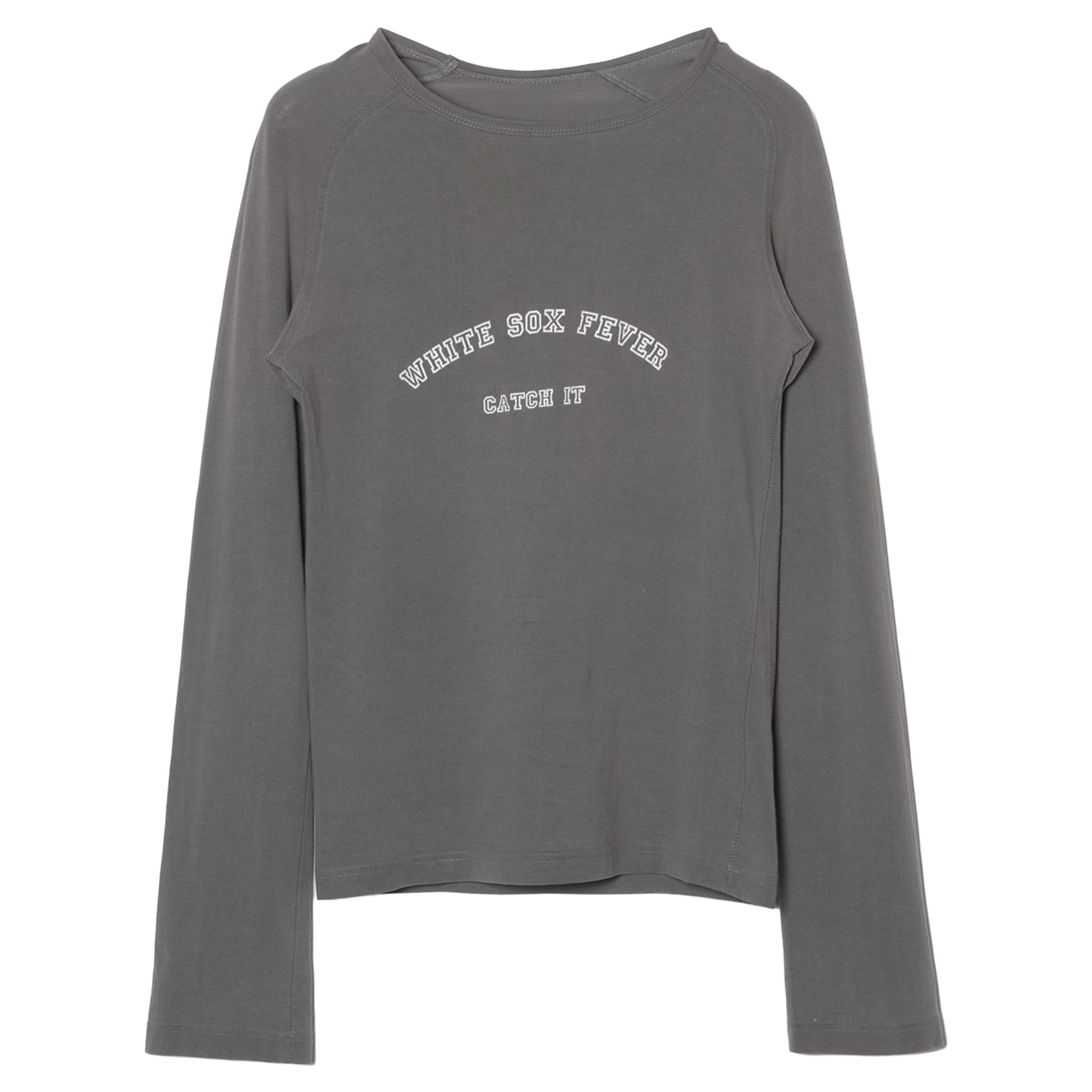 GRAPHIC LONG SLEEVE TOP / CHARCOAL GREY