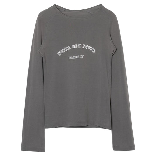 GRAPHIC LONG SLEEVE TOP / CHARCOAL GREY