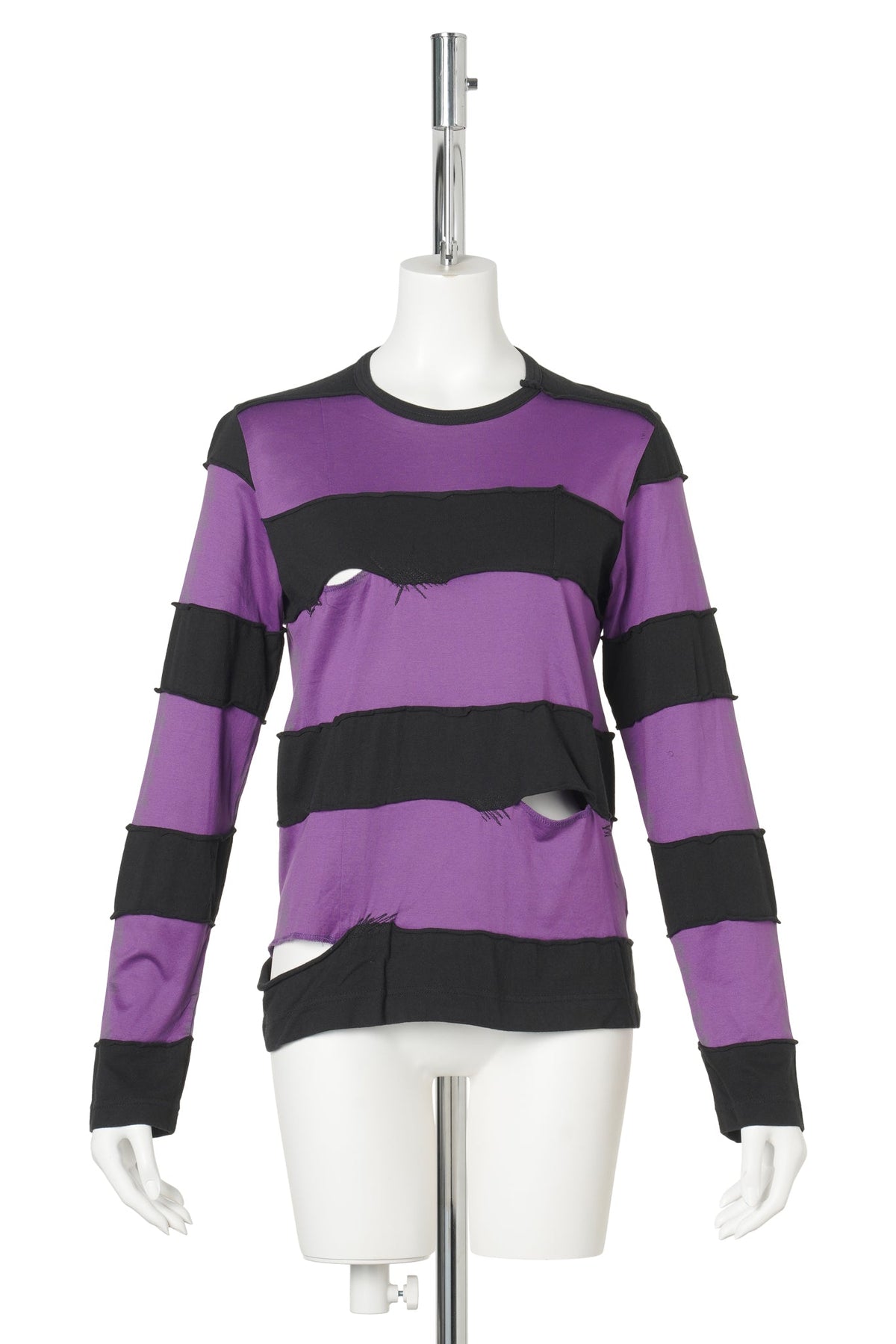STRIPE LONG SLEEVE TOP / BLACK&PURPLE