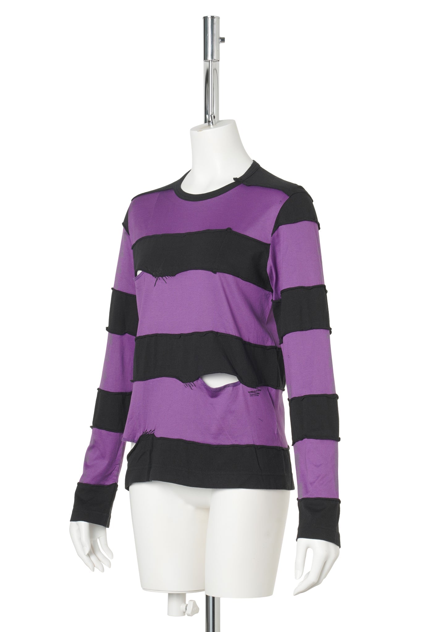STRIPE LONG SLEEVE TOP / BLACK&PURPLE