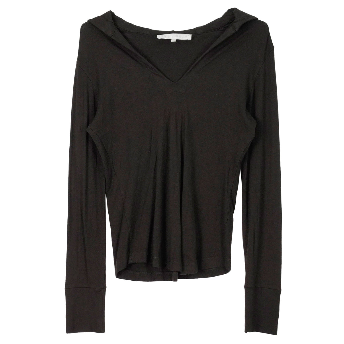HOODED LONG SLEEVE TOP / BLACK