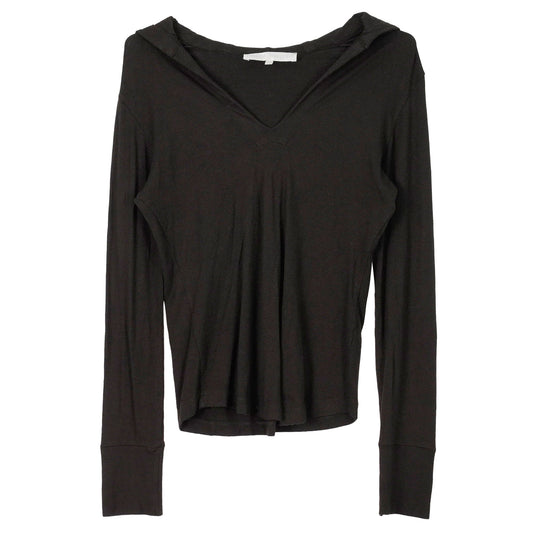 HOODED LONG SLEEVE TOP / BLACK