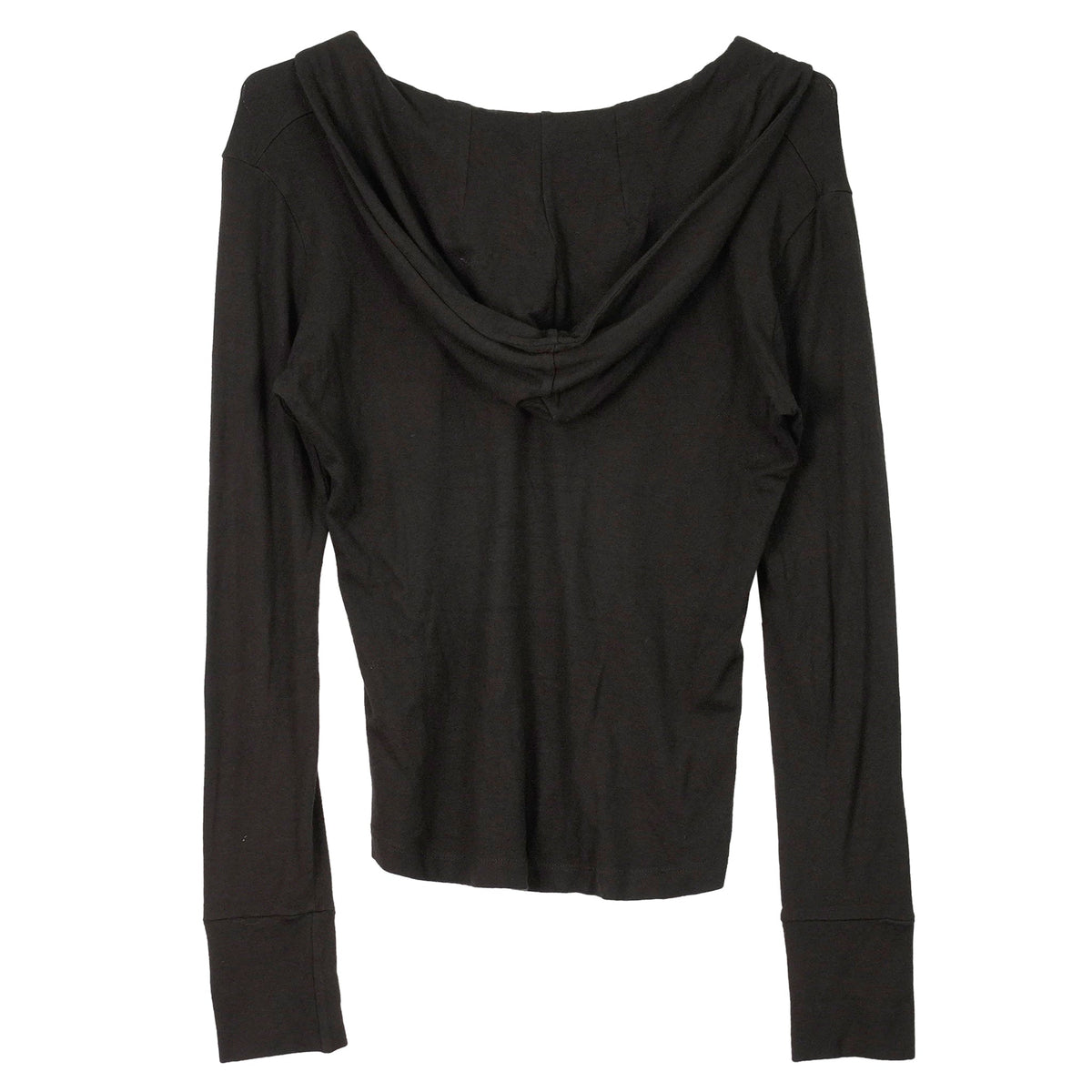 HOODED LONG SLEEVE TOP / BLACK