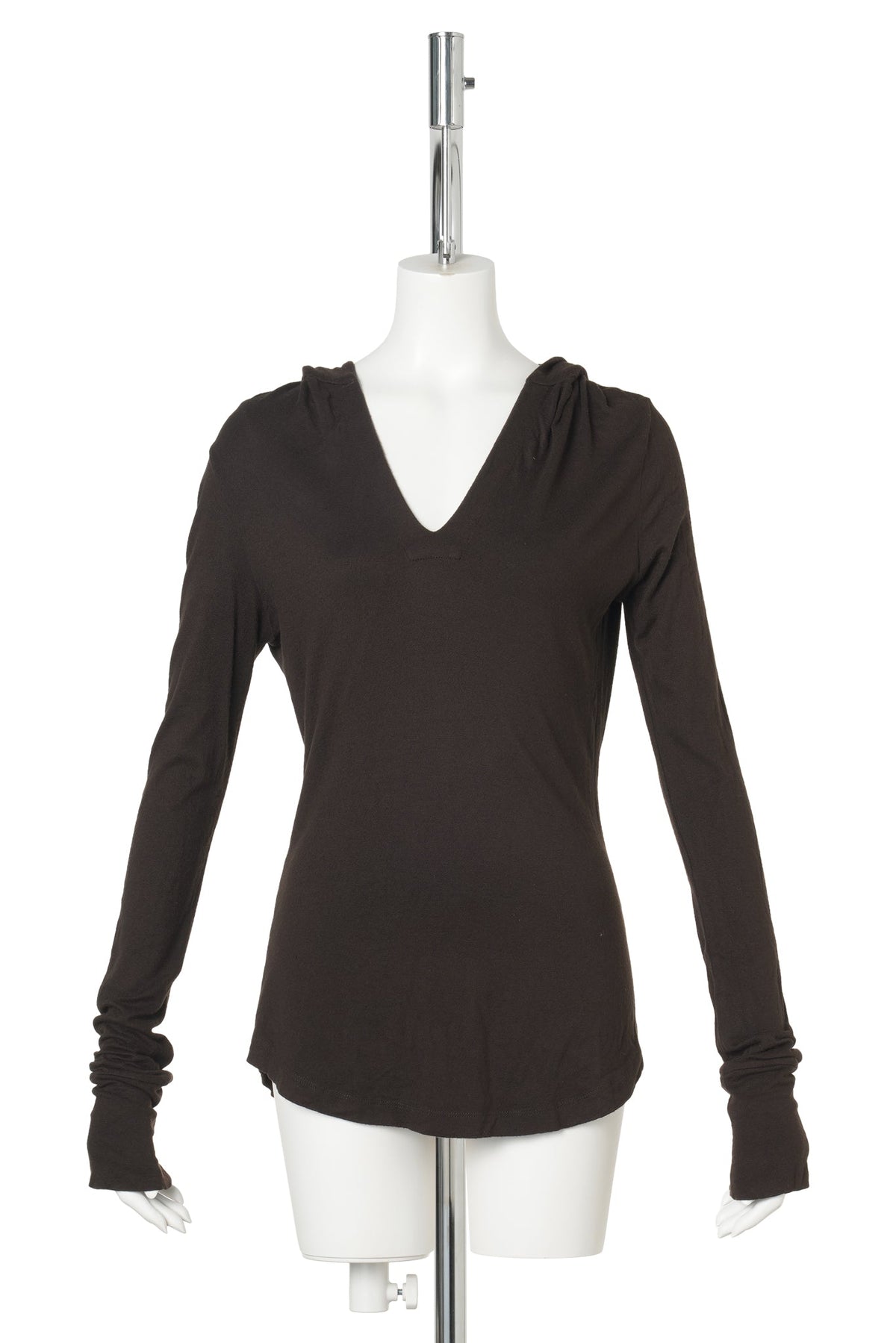 HOODED LONG SLEEVE TOP / BLACK