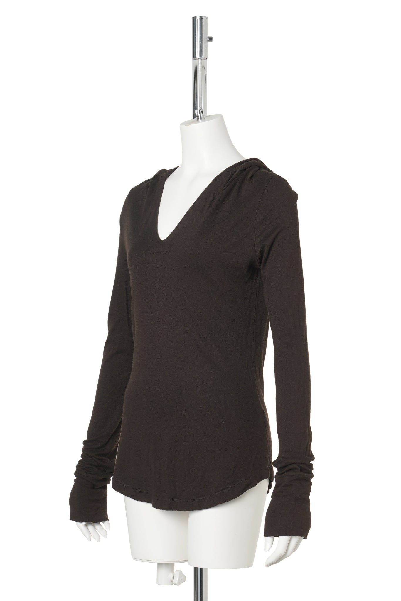 HOODED LONG SLEEVE TOP / BLACK