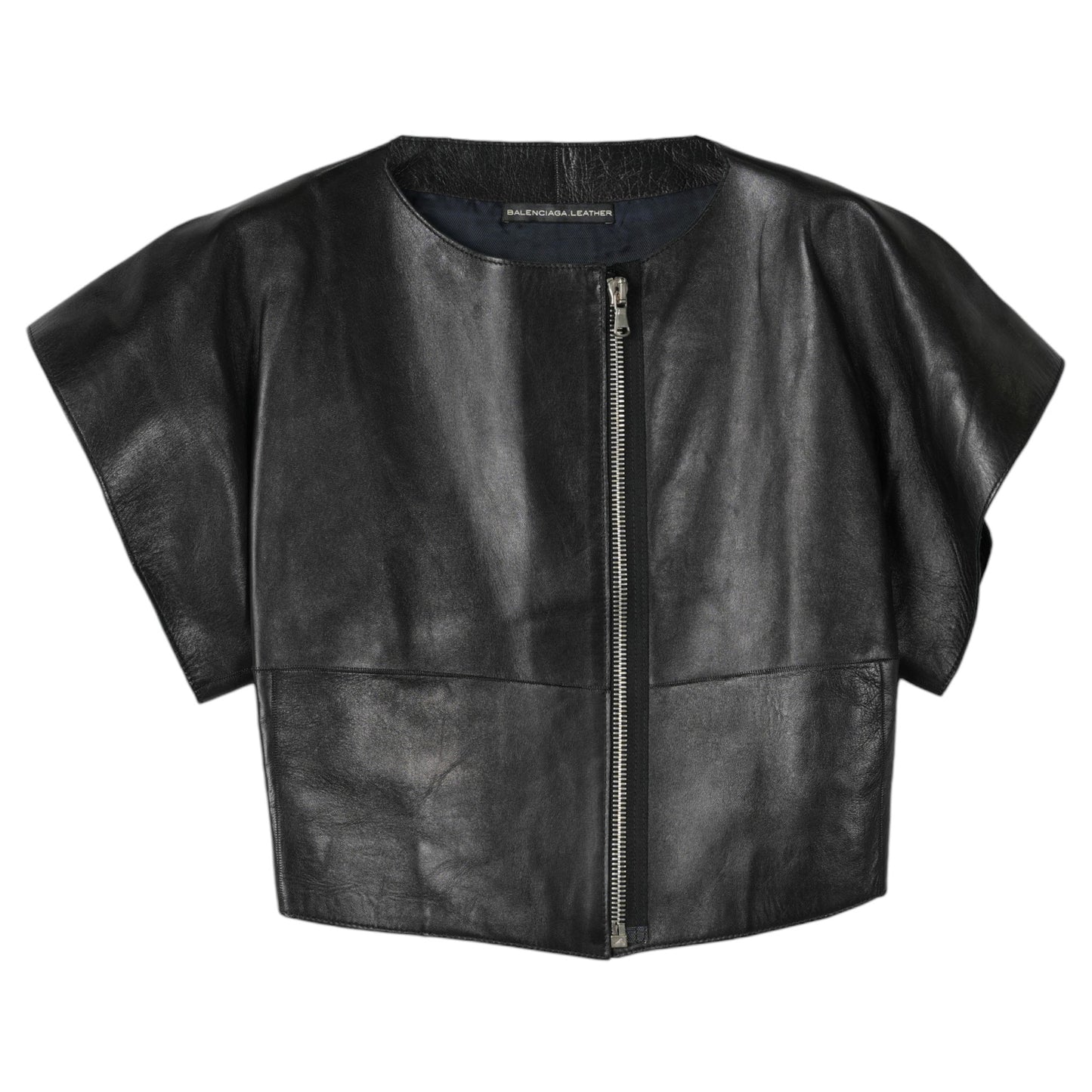 LEATHER ZIPPERED TOP / BLACK
