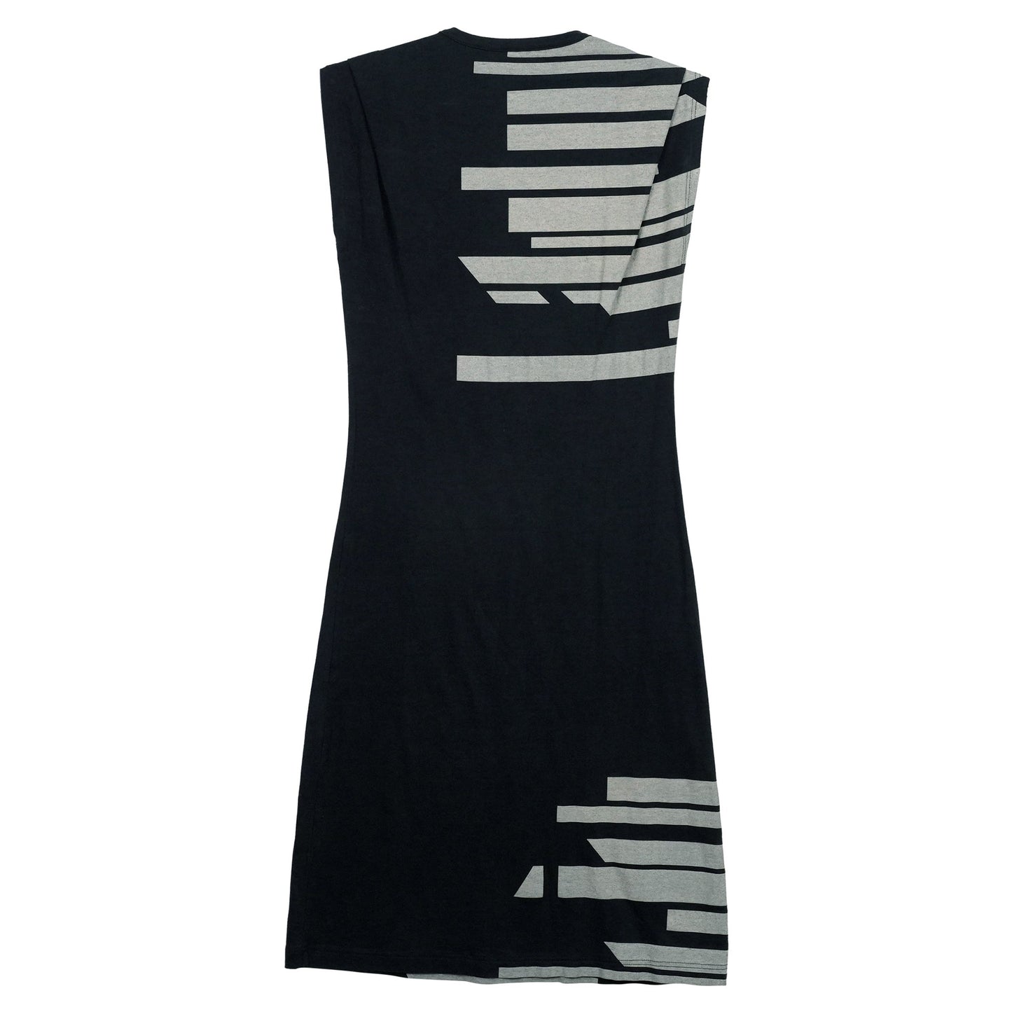 GEOMETRIC PRINT SLEEVELESS DRESS / BLACK