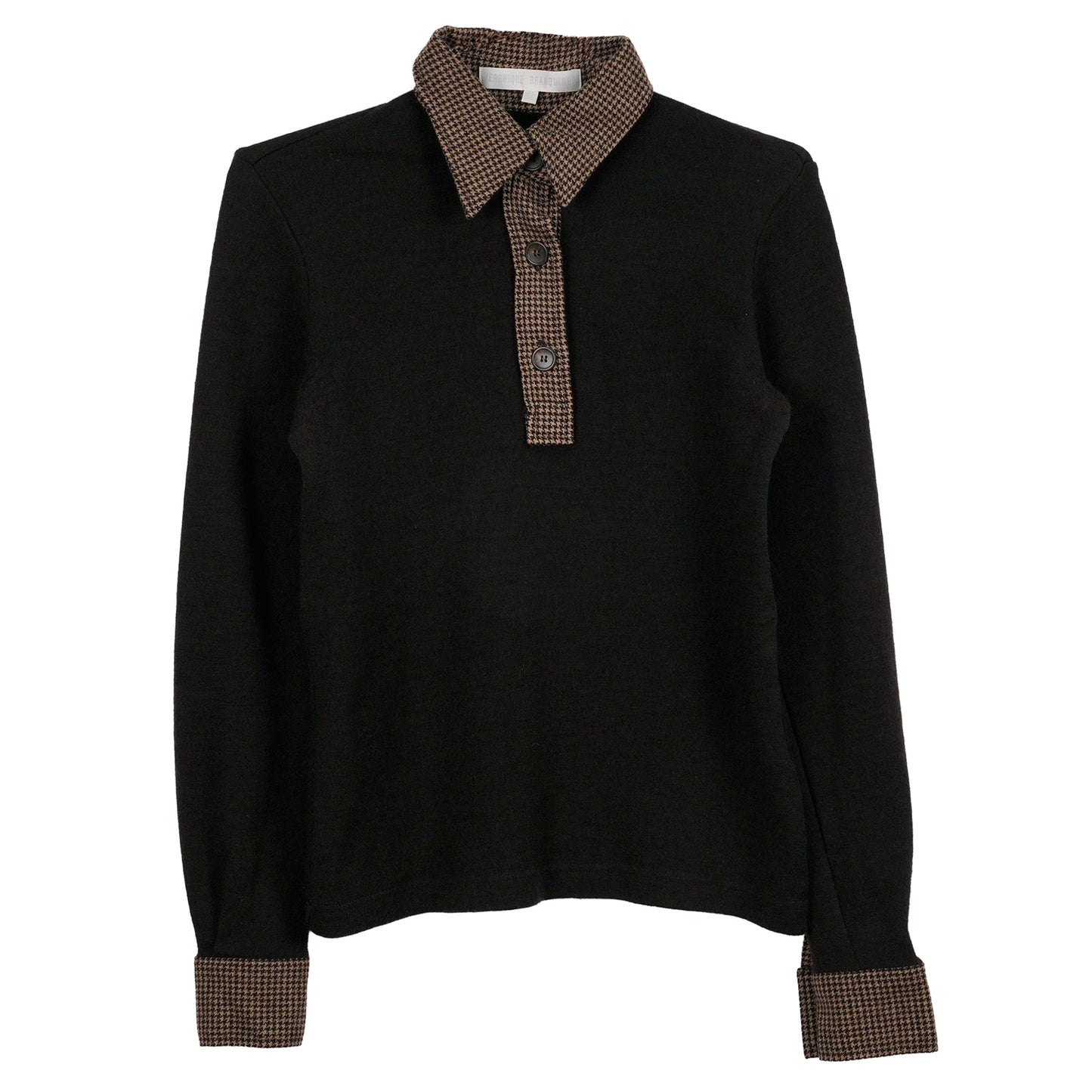 KNIT POLO TOP / BROWN