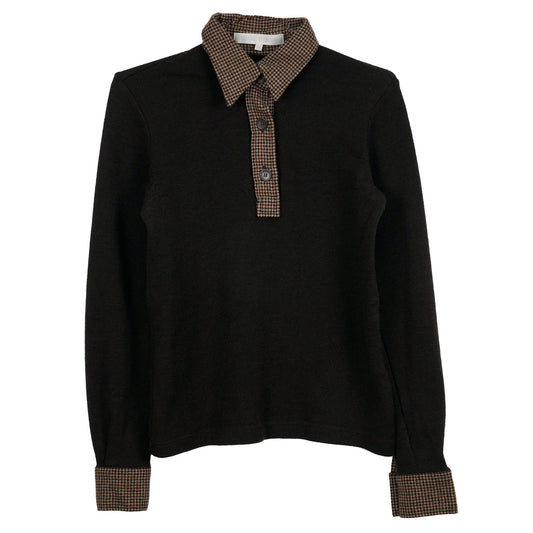 KNIT POLO TOP / BROWN