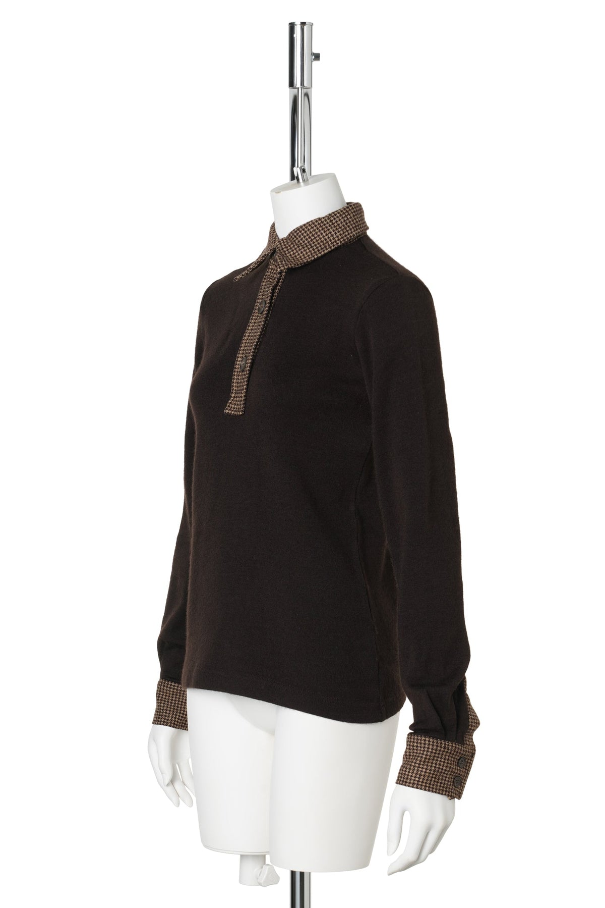 KNIT POLO TOP / BROWN