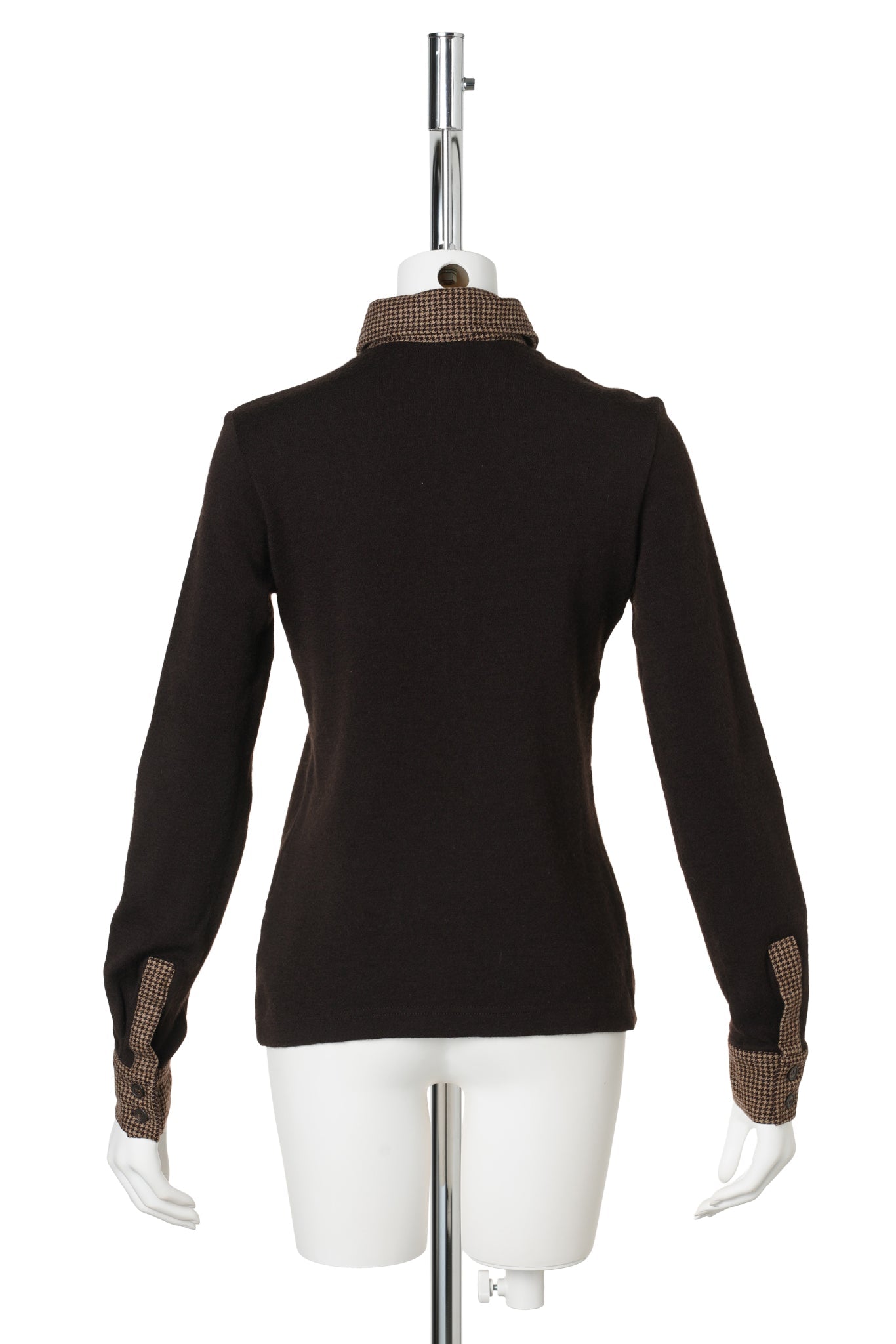 KNIT POLO TOP / BROWN